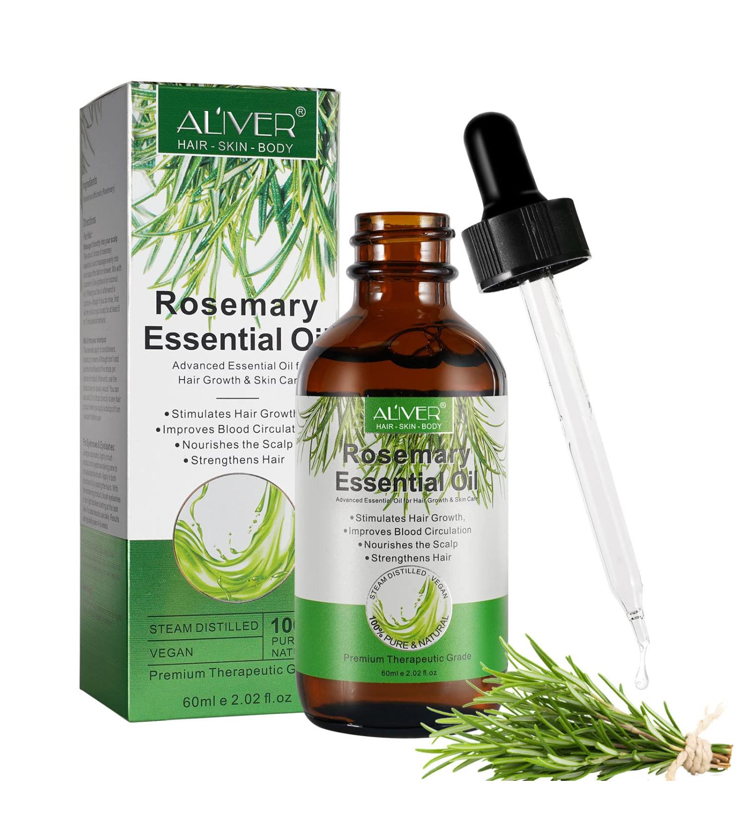 100% Pure Rosemary Oil for Hair & Scalp - 60ml | Natural Hair Growth Nourishing & Aromatherapy - Buy Online on SooperMarket.com