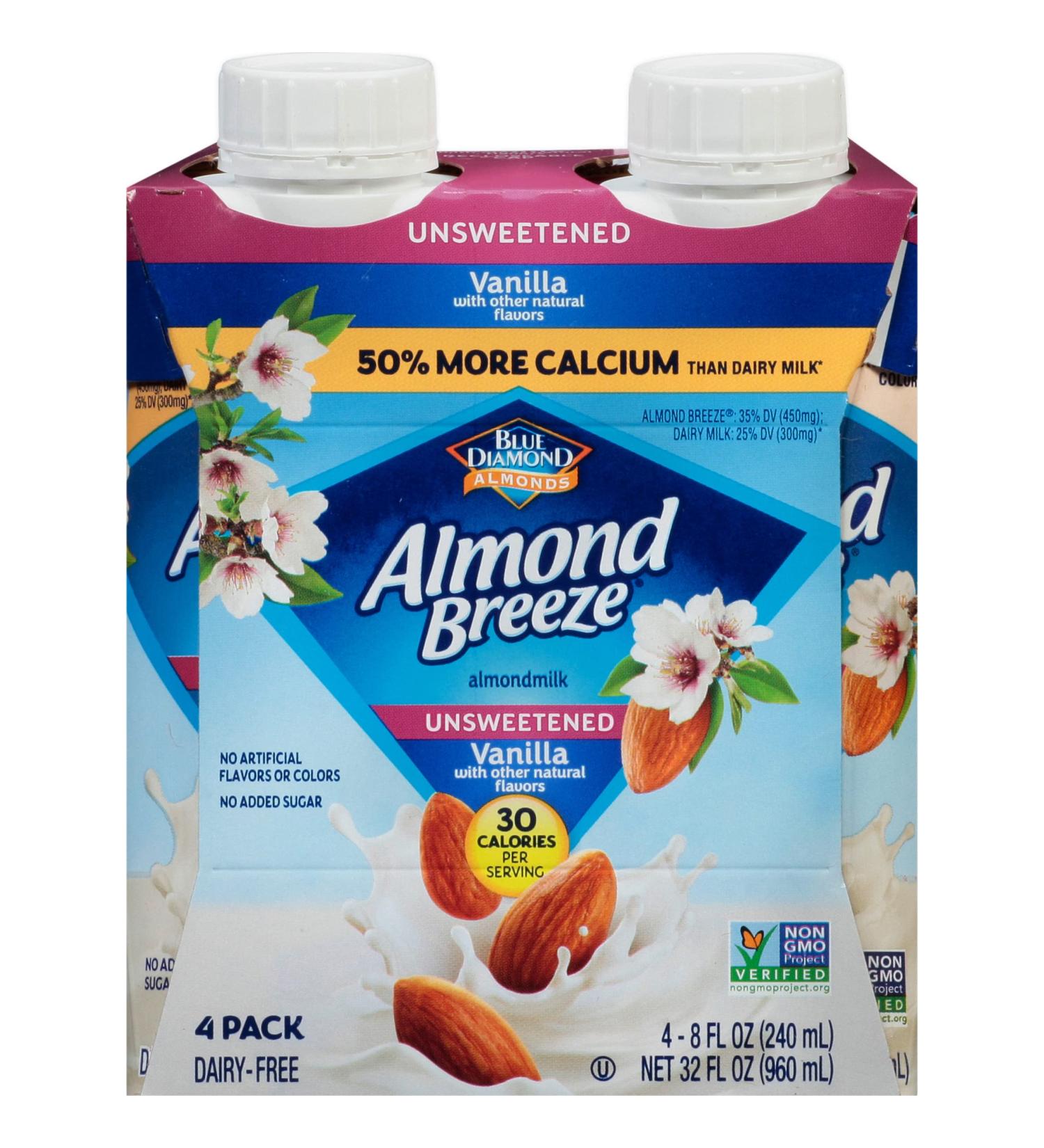 Almond Breeze Dairy-Free Almondmilk Unsweetened Vanilla 8 oz (Pack of 4) - Buy Online on SooperMarket.com