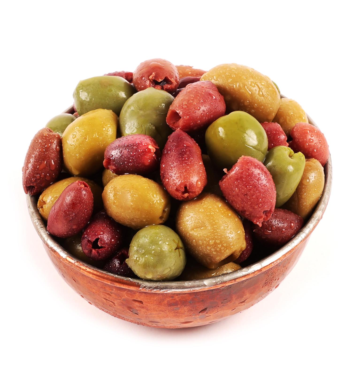 Dorri - Mixed Italian Olives Pitted 1kg | Premium Quality Authentic Italian Olives Sicilian Olives Healthy Party Snack Nocellara Olives Leccino Olives Green & Black Olives (from 250g to 3kg)