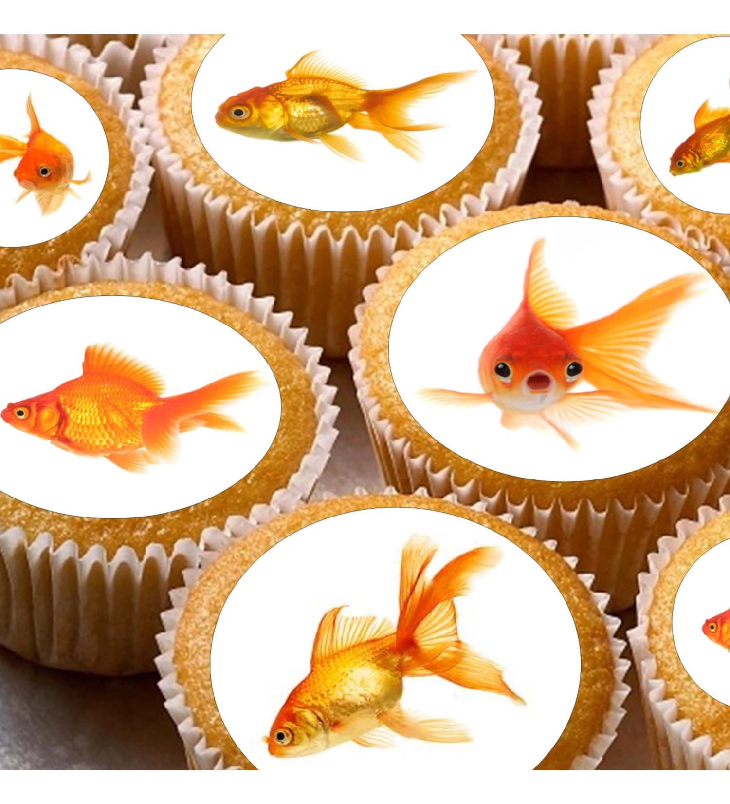 24 edible PRE CUT Goldfish style kids childrens party decorations Wafer Paper Cupcake Fairy Cake Toppers - Buy Online on SooperMarket.com