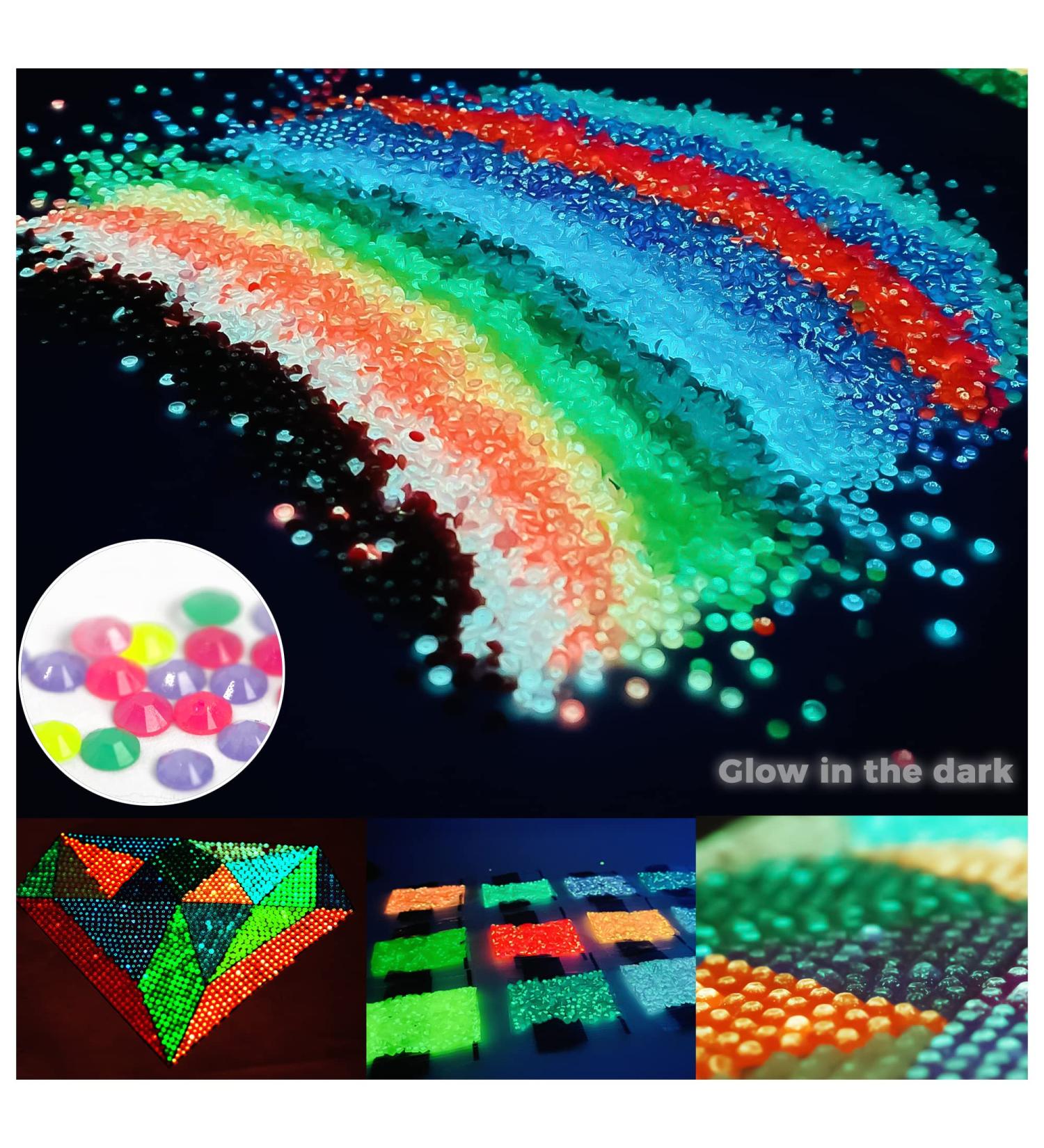 Glow in The Dark Diamond Painting Beads - 20 Colors Round Drills for Diamond Dots Accessories | 20000PCS Flatback Rhinestones for Crafts | Perfect for Diamond Painting & Gem Art - Buy Online on SooperMarket.com