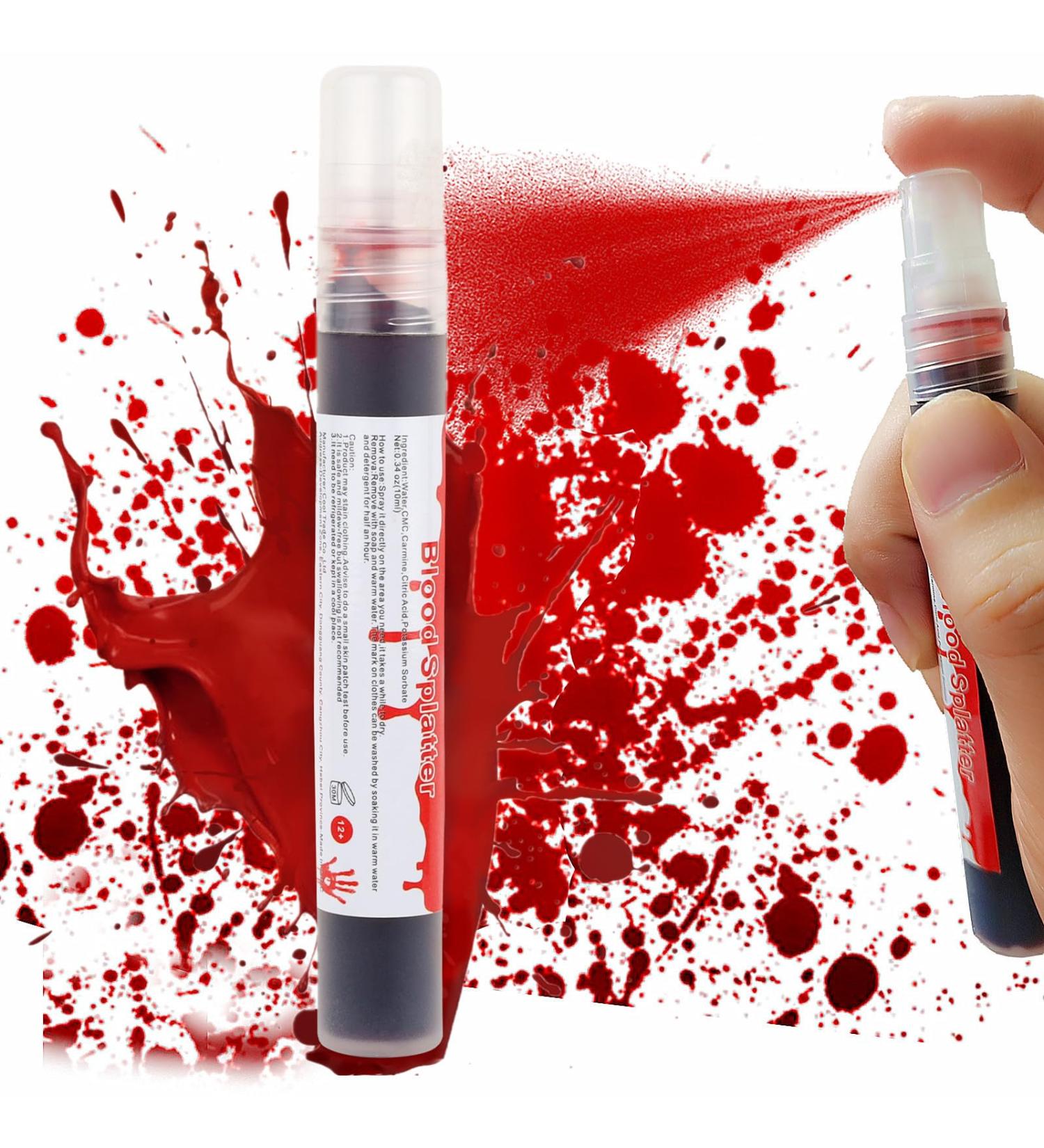 Go Ho Blood Splatter Fake Blood Makeup(0.35 oz) Halloween Fake Blood Spray Eye Blood Drops Body Paint Fake Blood for Clothes and Zombie Monster Vampire Clown Costume Cosplay Makeup 1PC - Buy Online on SooperMarket.com