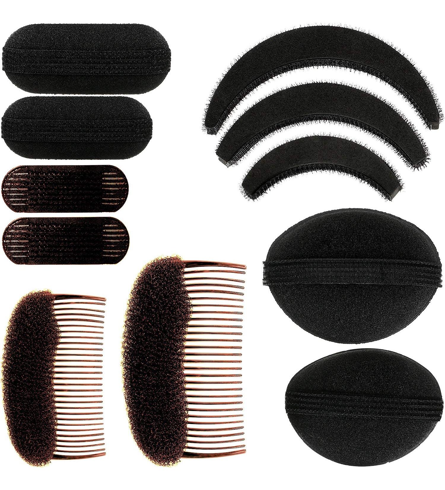 11-Piece Women's Sponge Hair Bump Up Inserts & Clips for DIY Hairstyles - Black/Brown - Buy Online on SooperMarket.com