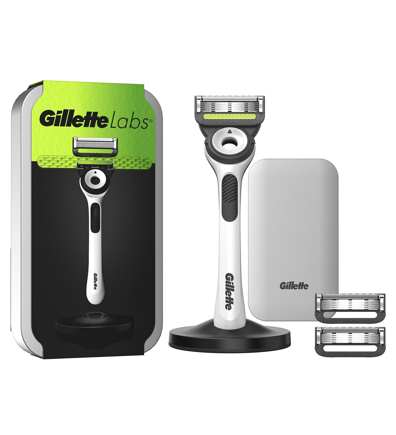 Gillette Labs Wet Razor for Men with Cleaning Element & Travel Case - Premium Magnetic Dock & 3 Blades | Perfect Gift for Men - Buy Online on SooperMarket.com