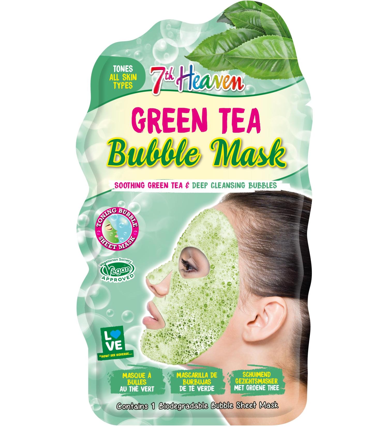 7th Heaven Bubble Tea Oxygen Mask Infused with Green Tea and Centella Asiatica to Hydrate Soothe and Help Target Blemishes - Ideal for All Skin Types - Buy Online on SooperMarket.com