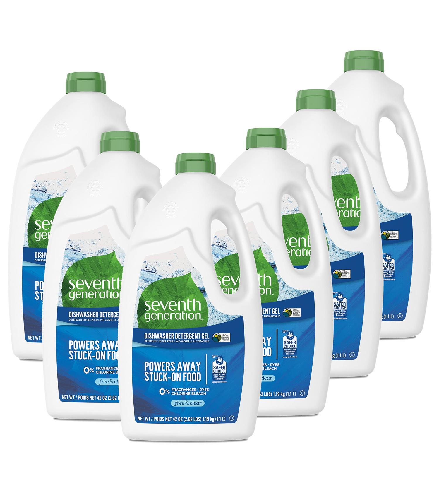 Seventh Generation Dishwasher Detergent Gel 42 oz - Pack of 6 | Fragrance-Free & Clear Formula - Buy Online on SooperMarket.com