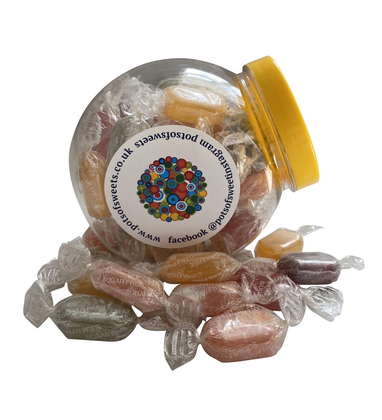 Personalized Customise with Your Own Message or Image 300g Cookie Jar of Stockleys Sugar Free Fruit Drops