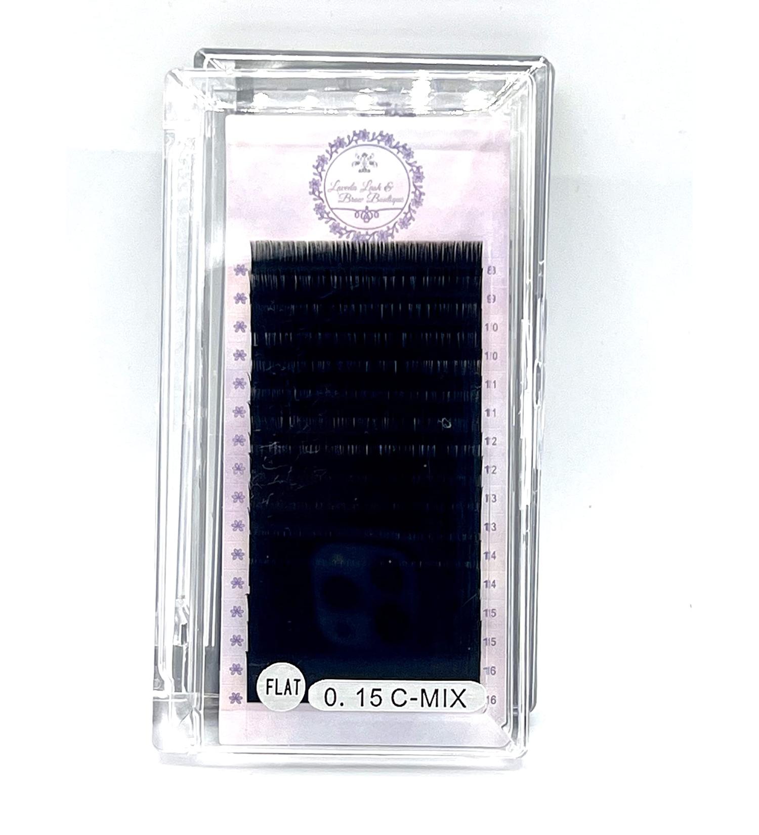 Ultra-Pure Black Flat Mix Length Classic Lash Extensions - Professional Salon Use (0.12C) - Buy Online on SooperMarket.com