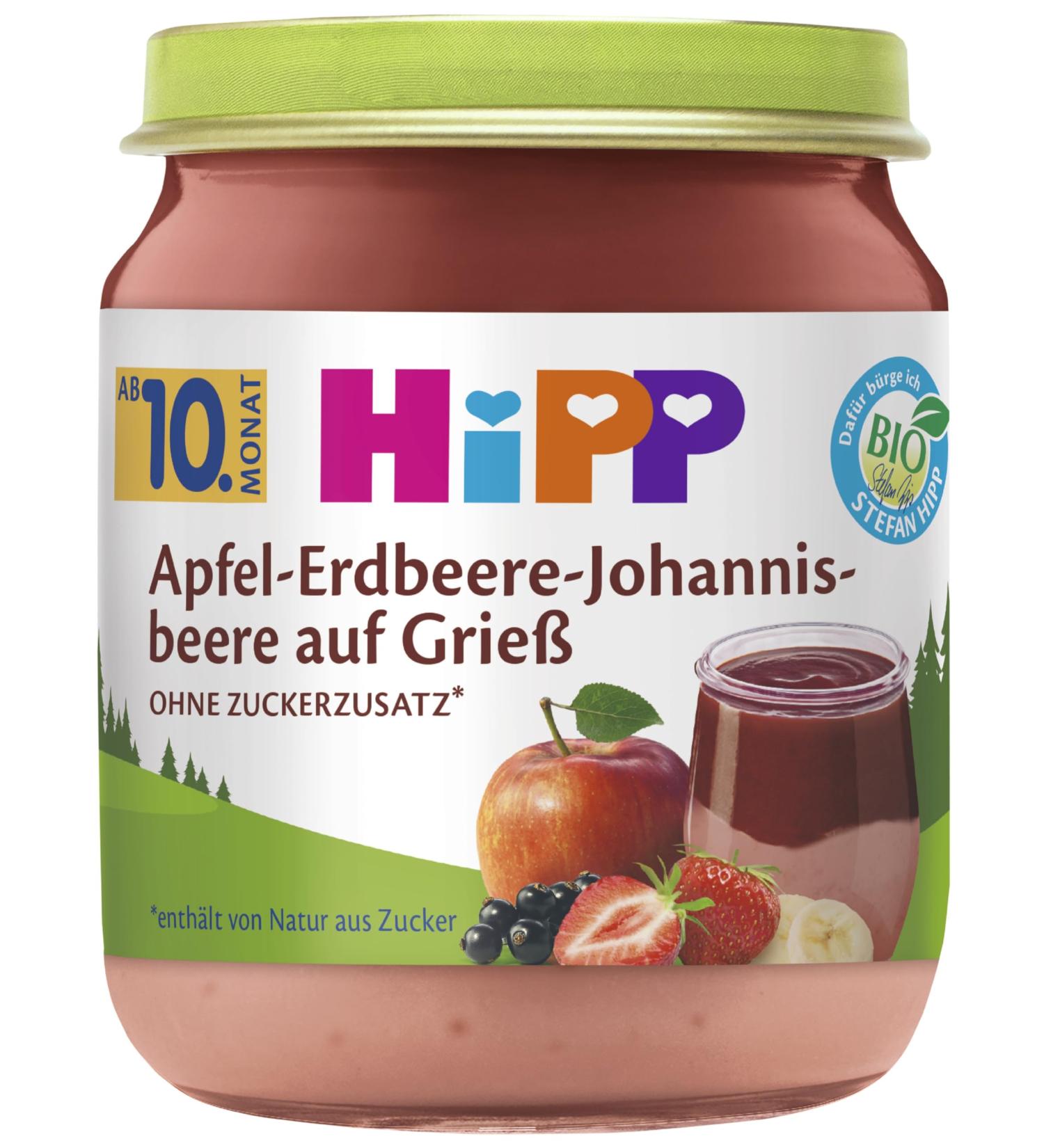 HiPP organic dessert apple-strawberry-currant on semolina 6 x 200g Da44000 Strawberry/St. John's semolina 200g 200g Strawberry/St. John's semolina