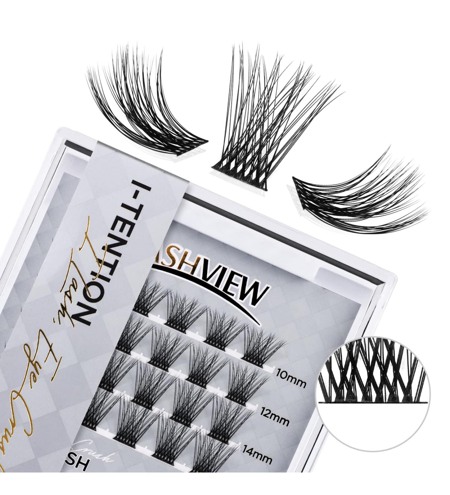 LASHVIEW Cluster Lashes - DIY 3D Eyelash Extensions, Reusable, Black, Super Thin Band, 24 Criss Cross Mix - Buy Online on SooperMarket.com