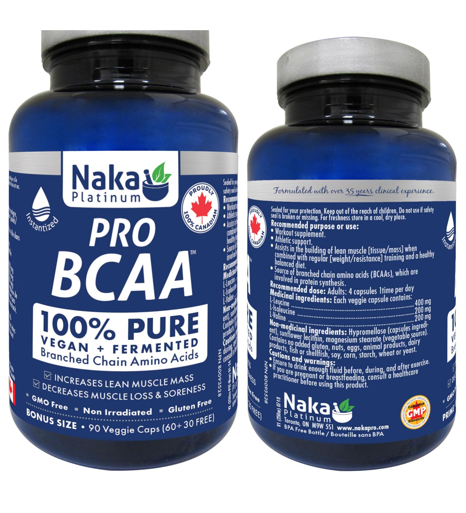 Naka Platinum PRO BCAA 100% PURE Vegan + Fermented Branched Chain Amino Acids BONUS SIZE 90 Veggie Caps (60+30 FREE) - Buy Online on SooperMarket.com