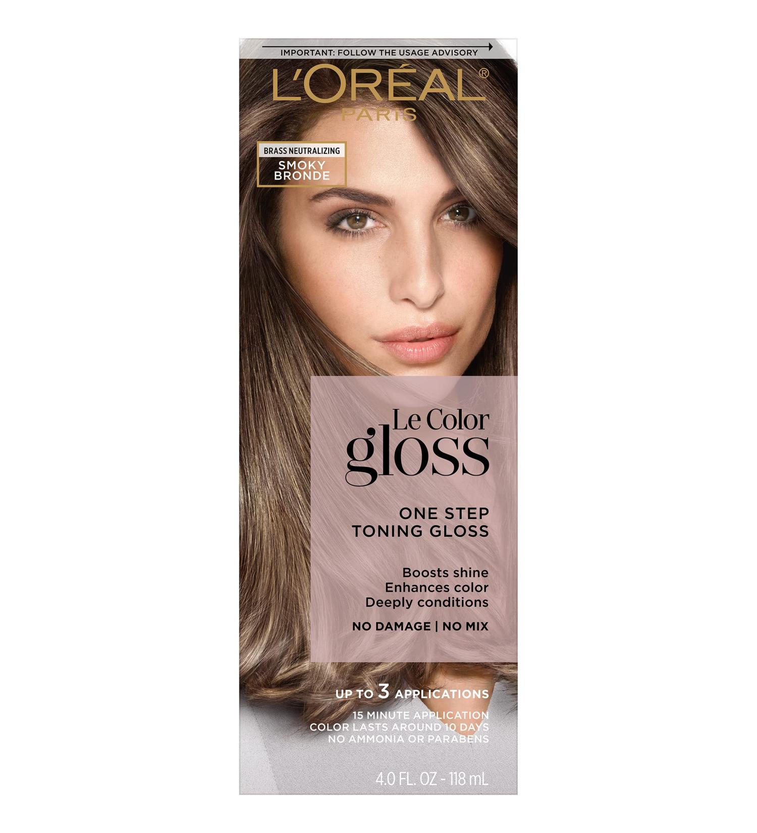 L'Oreal Paris Le Color Gloss In-Shower Toning Hair Gloss - Neutralizes Brass, Conditions, Boosts Shine - Smoky Bronde, 4 oz - Buy Online on SooperMarket.com