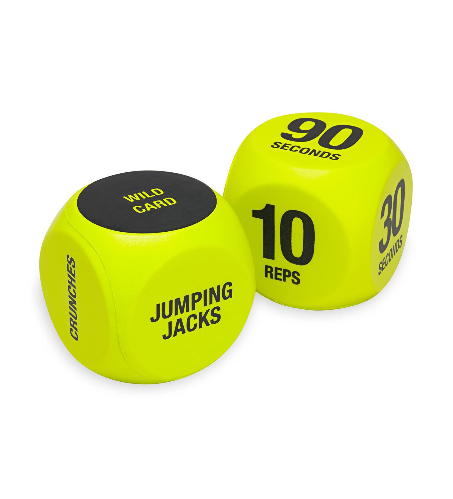 SPRI Exercise Dice for Group Fitness & Classes - Includes Push Ups, Squats, Lunges, Jumping Jacks, Crunches & Wildcard - with Carrying Bag - Buy Online on SooperMarket.com