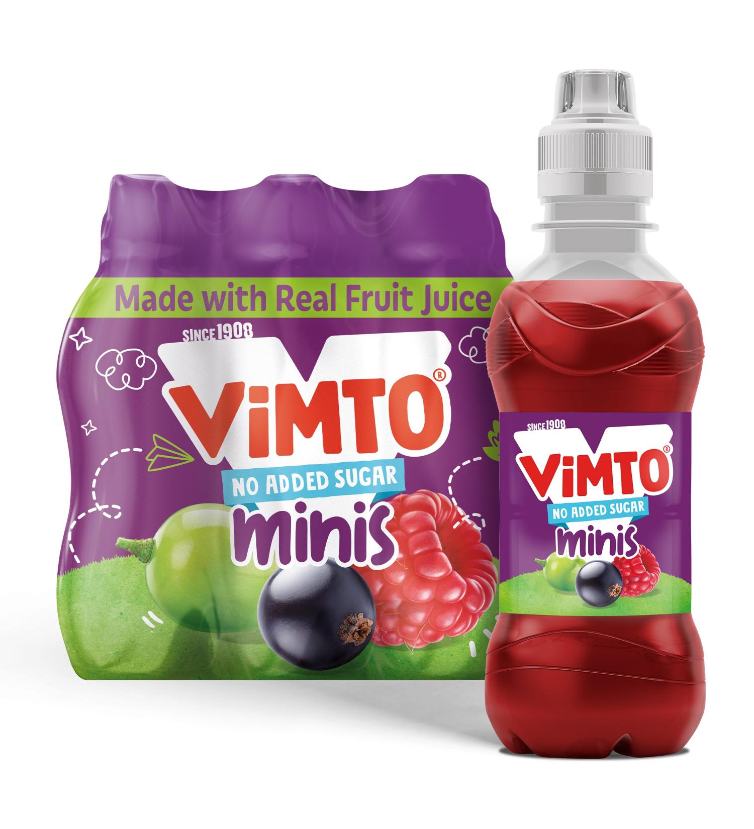 Vimto Original Real Fruit Juice Kids Drink | Grape Blackcurrant & Raspberry | 250ml x 6 Pack Resealable Bottles | No Added Sugar Vegetarian | Ideal for Kids Lunchbox - Buy Online on SooperMarket.com