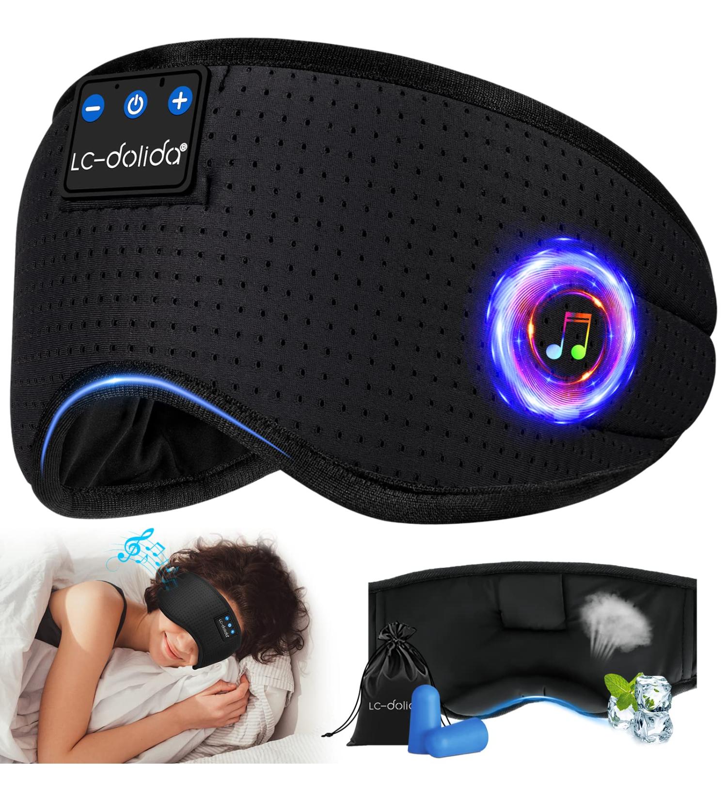 Sleep Headphones Breathable Bluetooth V5.4 Eye Mask Sleeping Headphones Wireless Eye Mask Sleep Earbuds for Side Sleeper Women Office Air Travel Cool Tech Gadgets Unique Gifts Loup Pour Dormir Black - Buy Online on SooperMarket.com