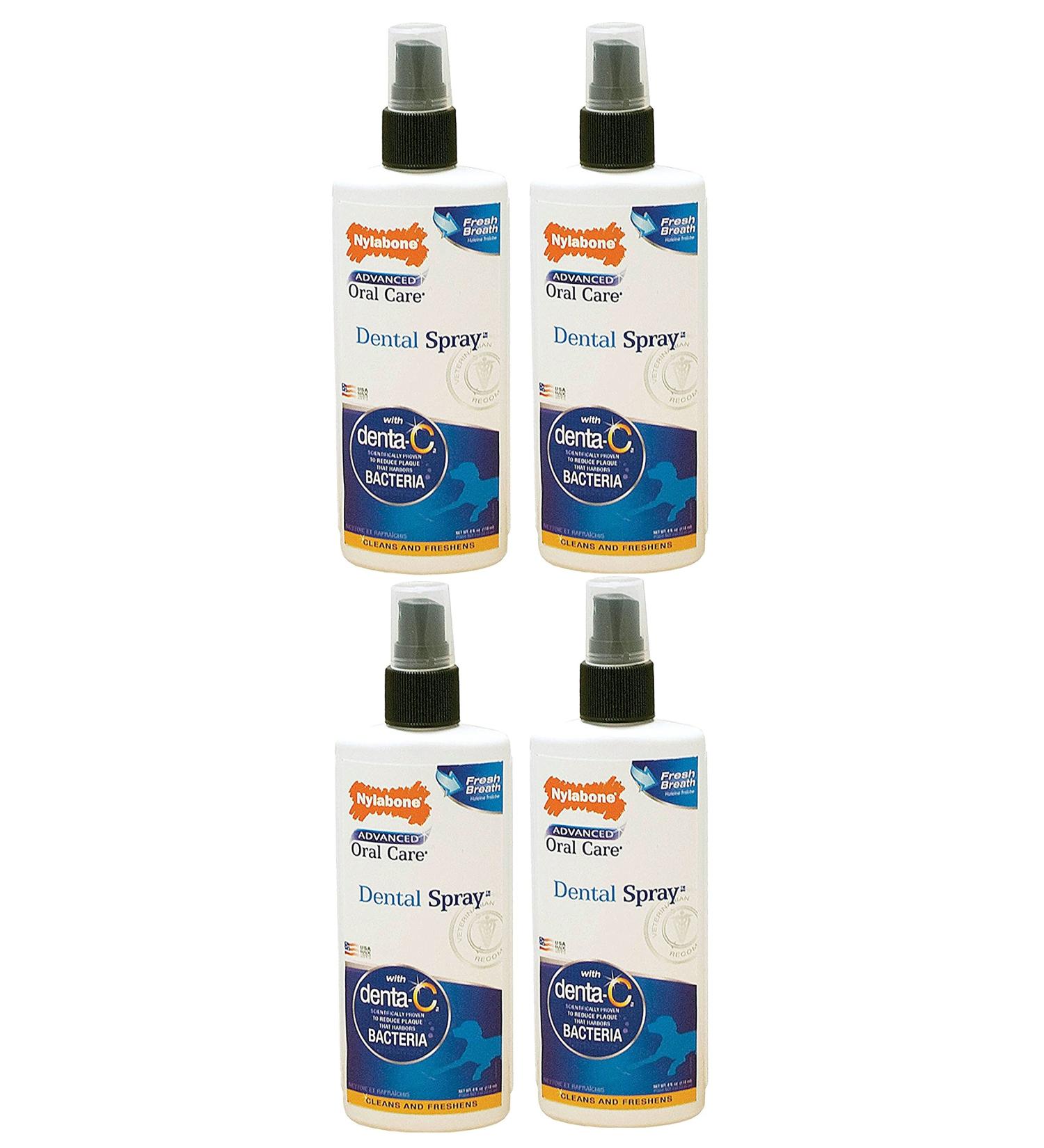 (4 Pack) Nylabone Advanced Oral Care Dental Spray 4oz Dog Breath Freshener