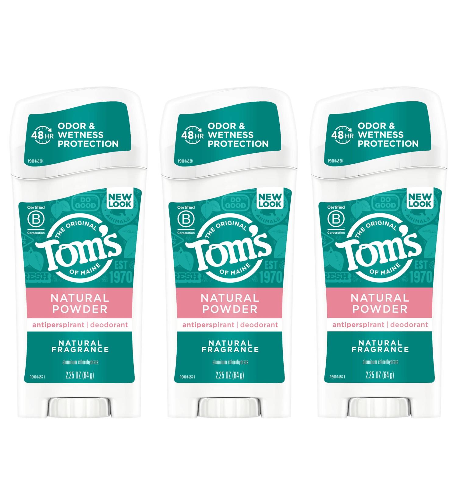 Tom's of Maine Women's Antiperspirant Deodorant 3-Pack, Natural Powder, 2.25 oz - Buy Online on SooperMarket.com