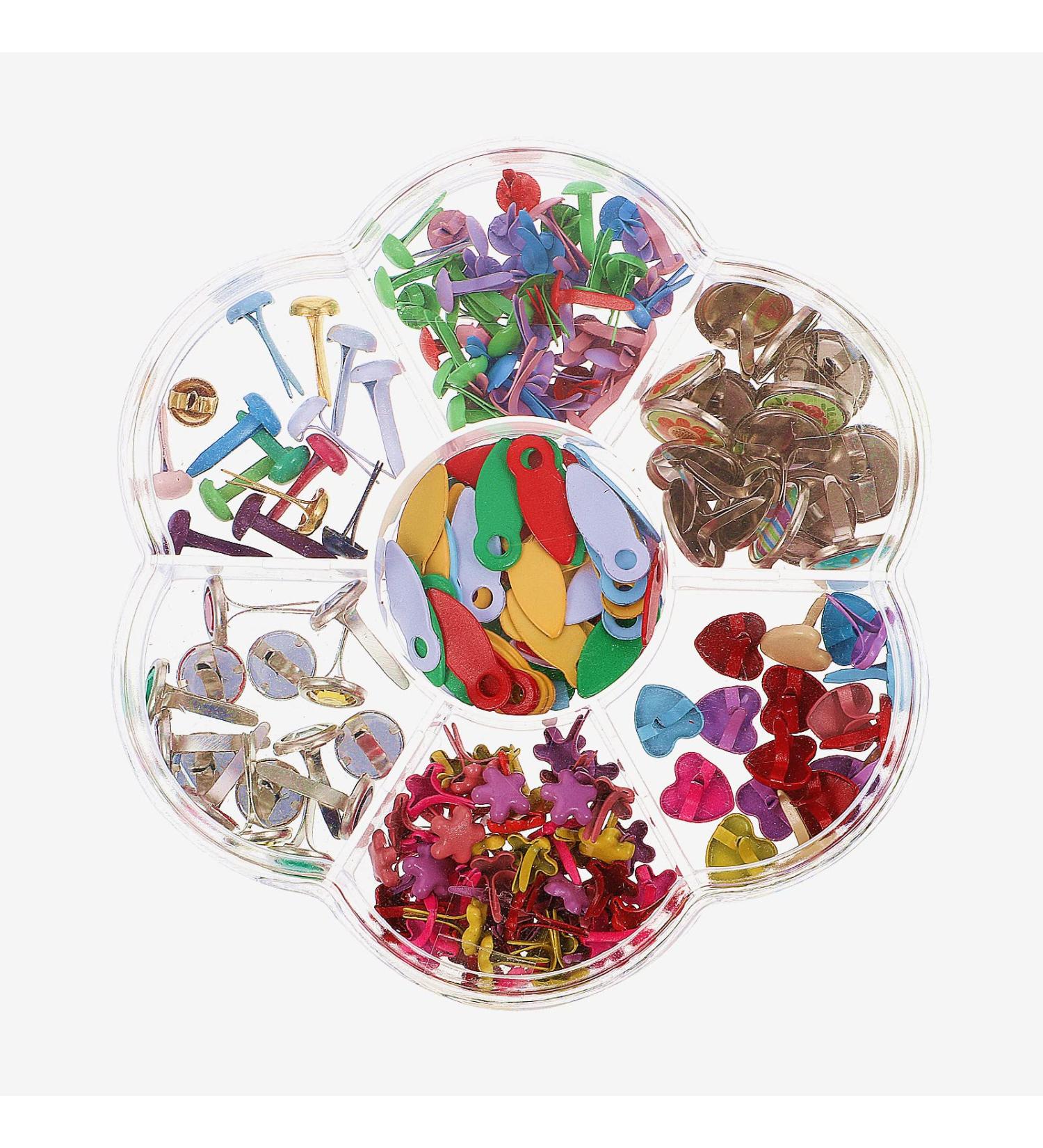 EXCEART Mini Brads: Small Round Metal Paper Fasteners - Pastel Colors for Scrapbooking, Crafting, DIY - 6-12mm - 1 Box - Buy Online on SooperMarket.com