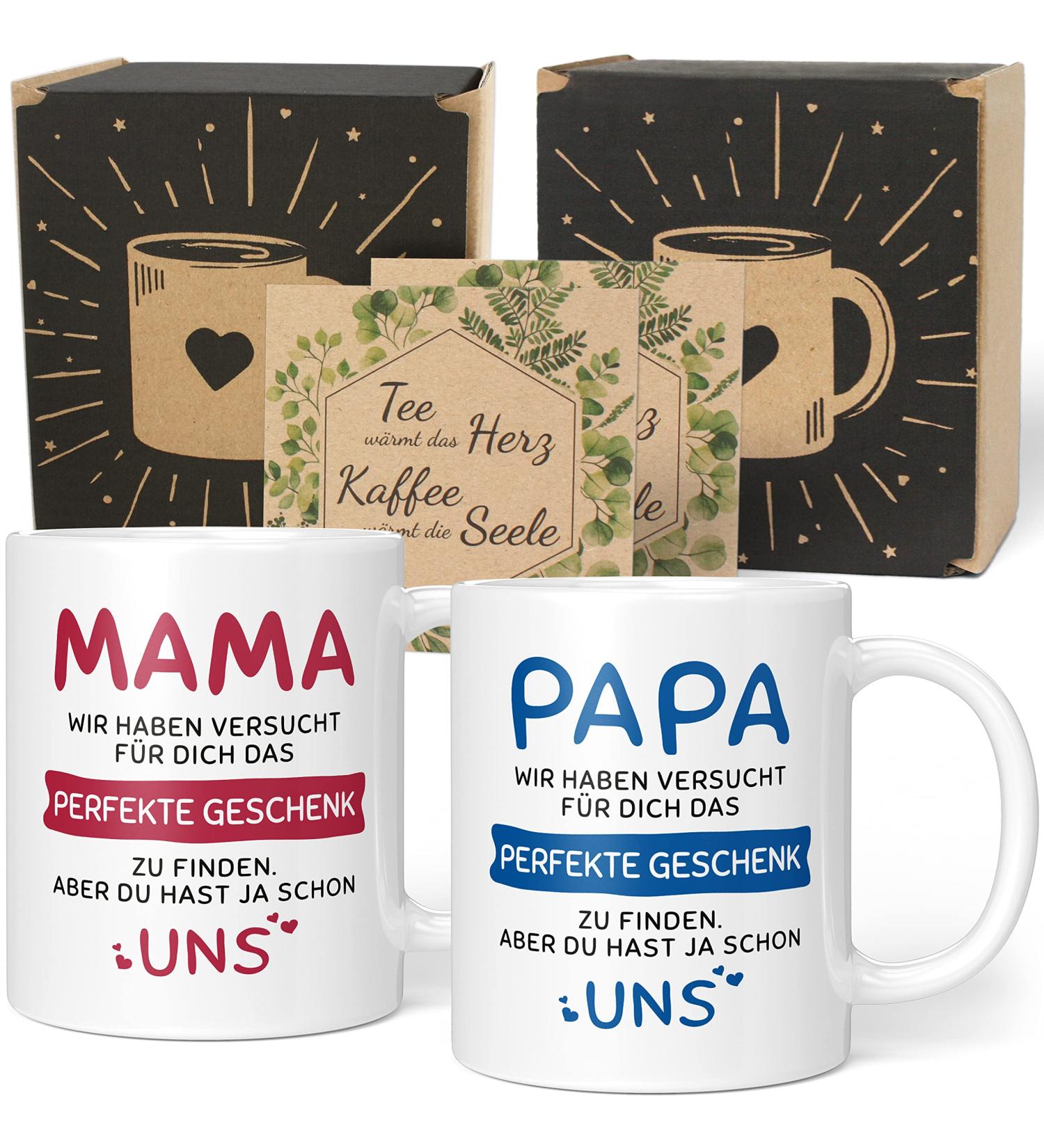 Unique Mama Papa Gift Set - Perfect Christmas Gifts for Parents & Kids | Ceramic Cups with Heartfelt Sayings - 2 Set (330ml) - We - Red & Blue - Buy Online on SooperMarket.com