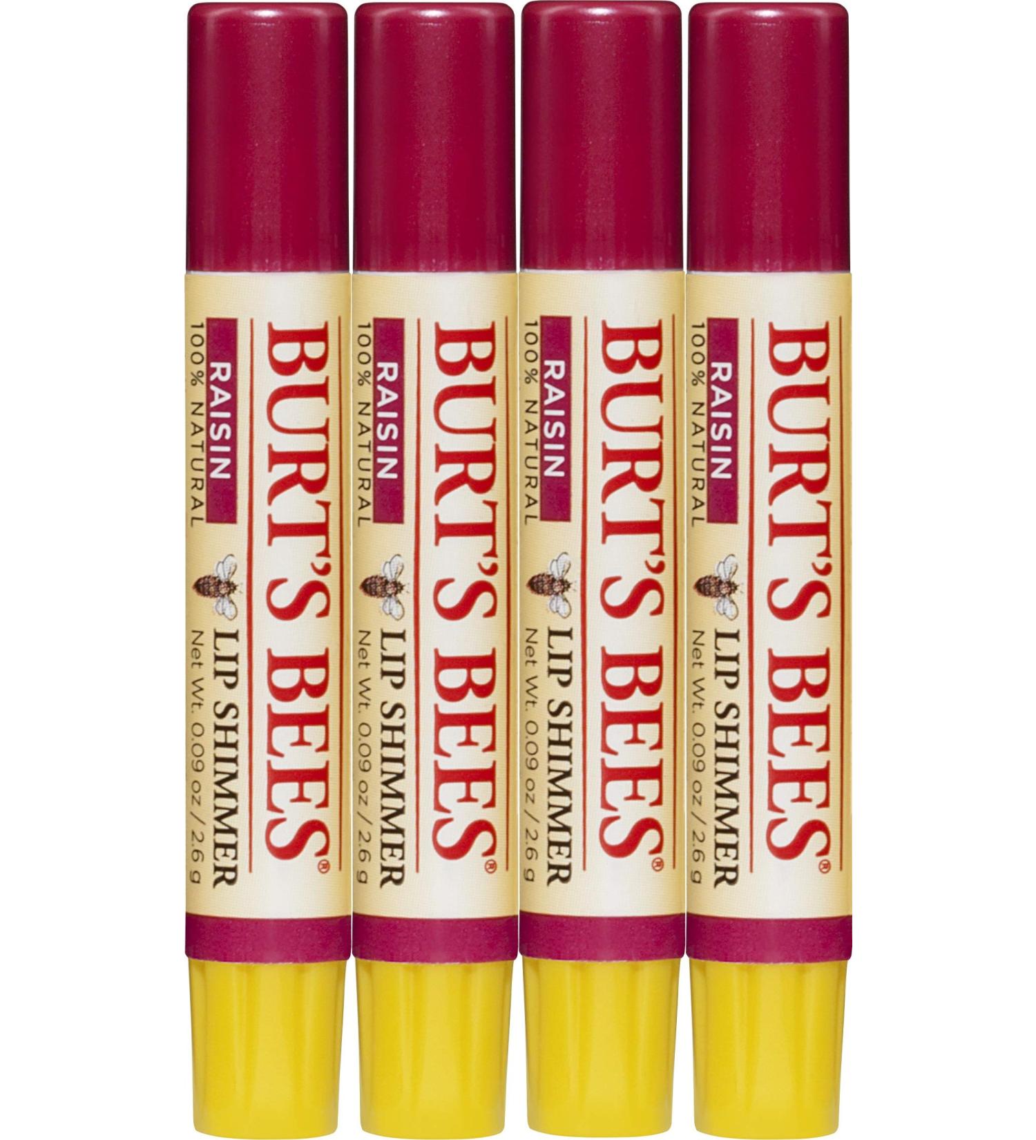 Burt's Bees 100% Natural Moisturizing Lip Shimmer Raisin - Pack of 4 Tubes - Buy Online on SooperMarket.com