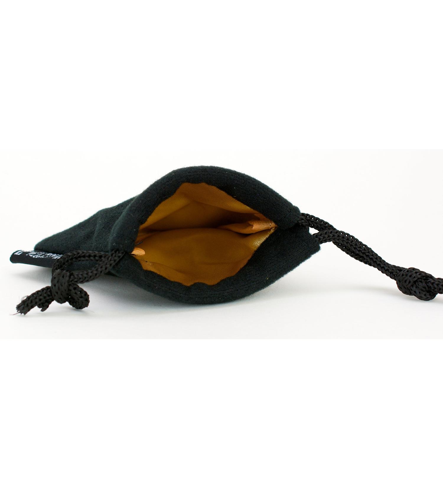 Small Black Dice Bag with Gold Interior Double Stitched Snag Proof Satin Lining | Holds 21 16mm Dice