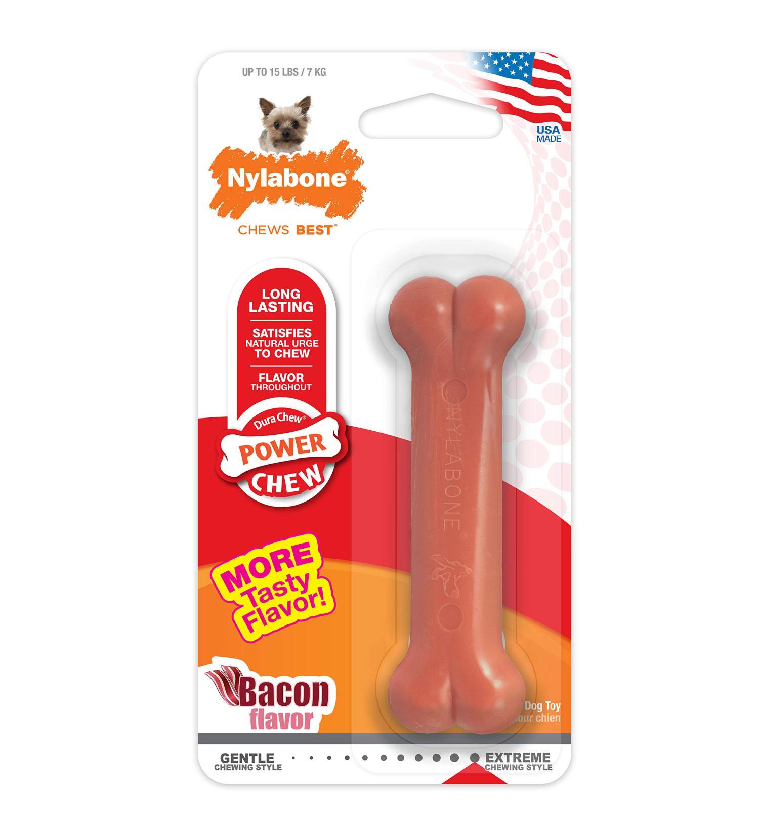 Nylabone Power Chew Dog Bone for Aggressive Chewers - Bacon X-Small/Petite - 1 Count - Buy Online on SooperMarket.com