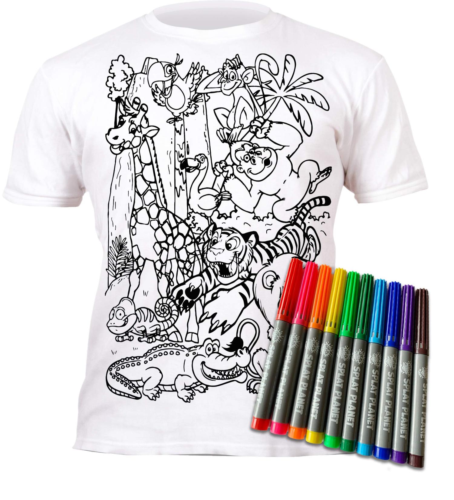 Splat Planet Color in Zoo T-Shirt | 10 Non-Toxic Washable Magic Pens | White 7-8 Years - Buy Online on SooperMarket.com