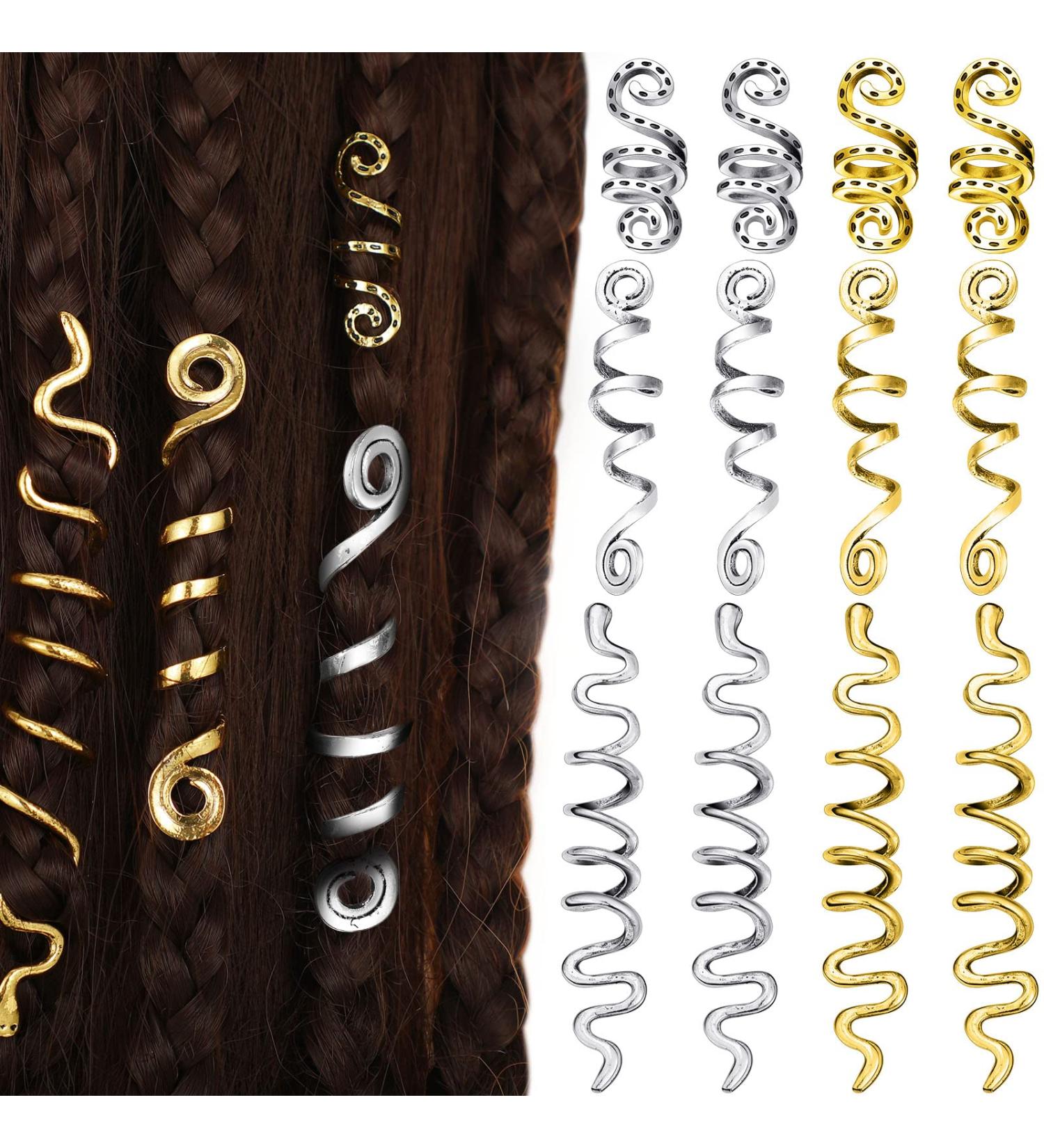 12 Pieces Celtic Hair Jewelry Set for Braids - Gold & Silver Dreadlock Accessories for Women and Girls - Buy Online on SooperMarket.com