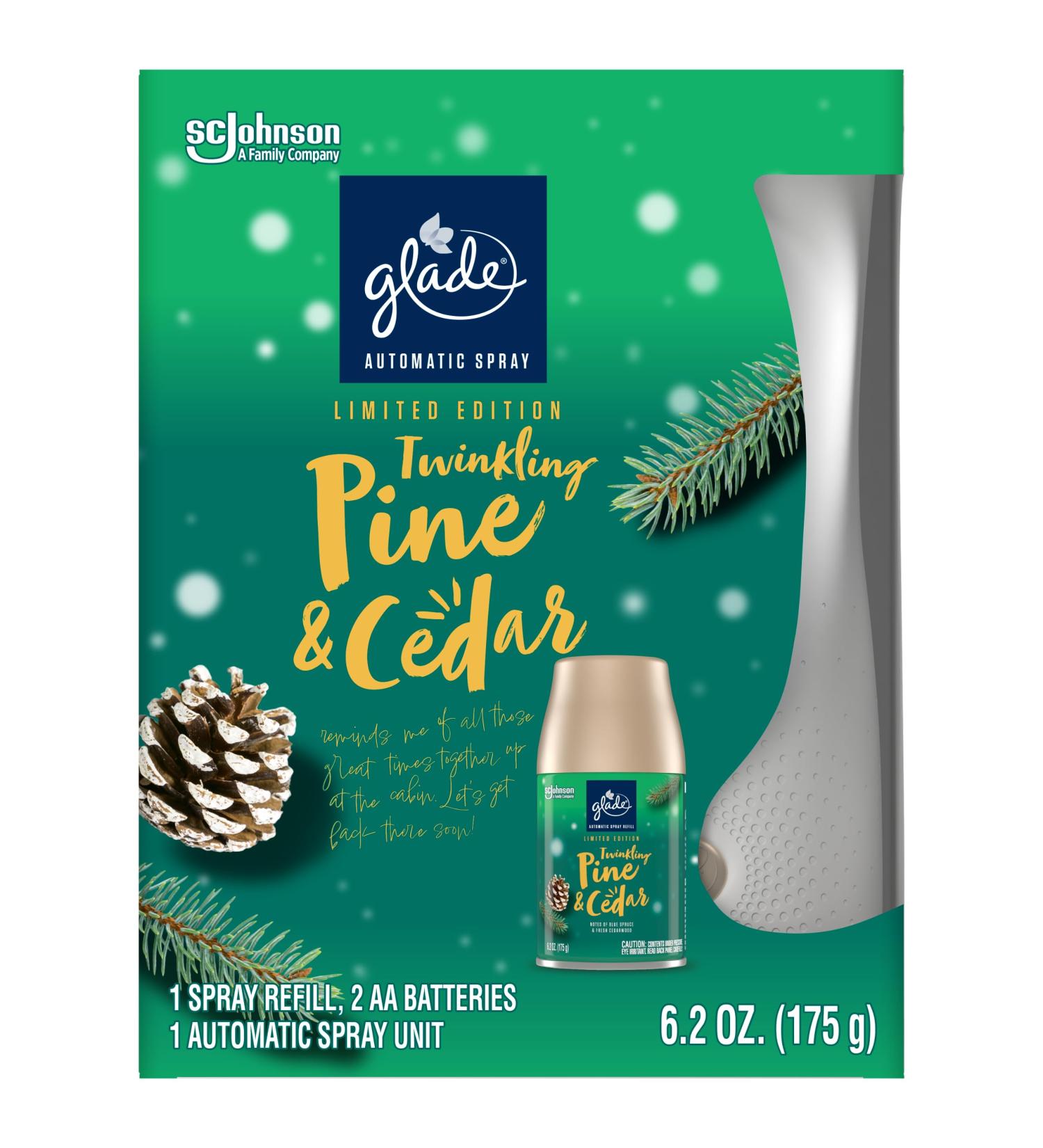 Glade Automatic Spray Refill & Holder Kit - Twinkling Pine & Cedar Air Freshener for Home & Bathroom - 6.2 Oz | International Shipping Available - Buy Online on SooperMarket.com