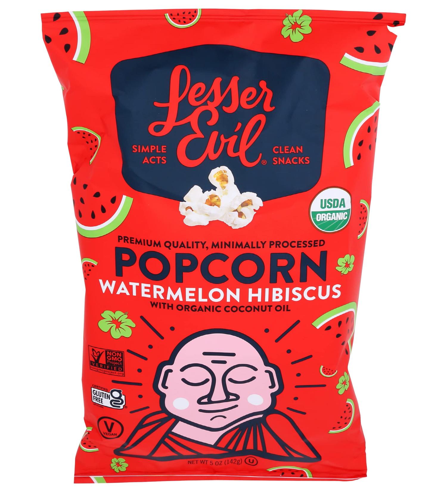 LESSEREVIL Organic Watermelon Hibiscus Popcorn 4.6 OZ | Healthy Snack Delight - Buy Online on SooperMarket.com