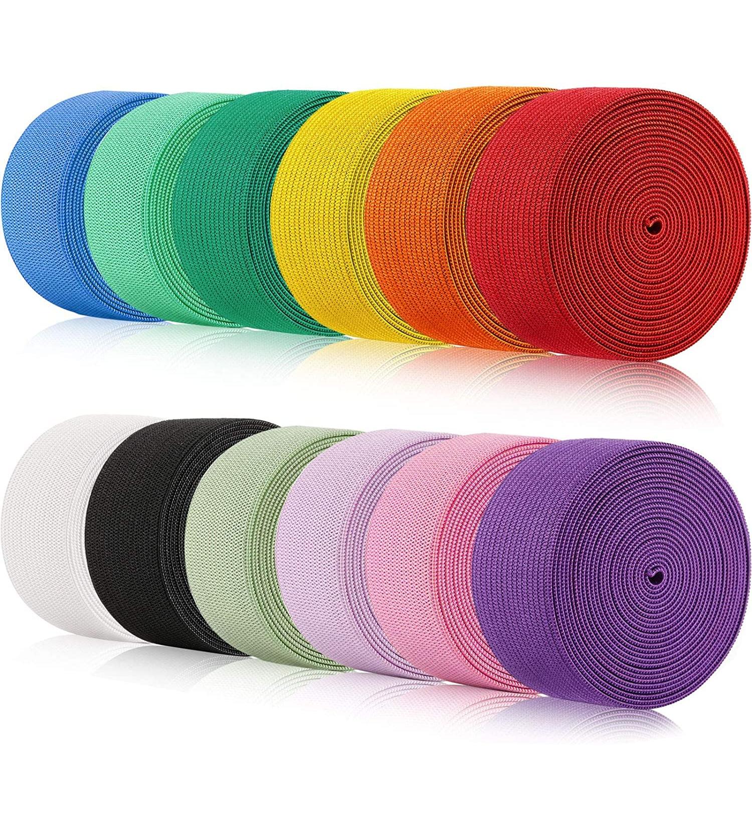 12 Rolls Bright Colored Elastic Bands - 1 Inch x 26 Yard Heavy Stretch Elastic Cord for Sewing Crafts DIY Bedspread Cuff - Buy Online on SooperMarket.com