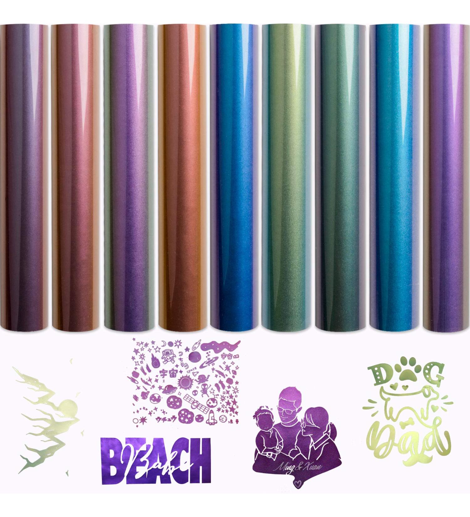 Chameleon Heat Transfer Vinyl Bundle - 9 Pack 12x10 Iron-On Vinyl for T-Shirt DIY - Assorted Gradient Color Sheets - Blue - Buy Online on SooperMarket.com