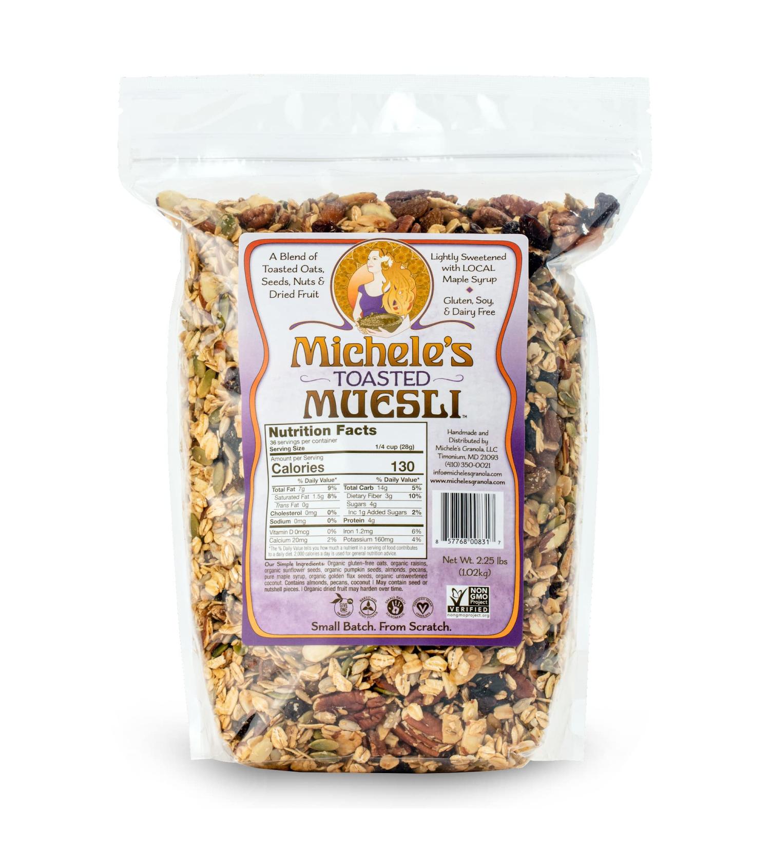 Michele's Granola Muesli Toasted Gluten-Free 2.25 LB Bulk Bag - Non-GMO & Refined Sugar-Free (Pack of 1) - Buy Online on SooperMarket.com