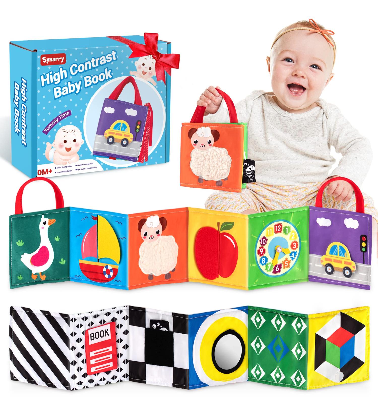 Synearry Color Baby Fabric Book | Interactive Picture Book with Mirrors | Toddler Perception Learning Toy | Perfect Gift for Babies 0-6 Months - Buy Online on SooperMarket.com