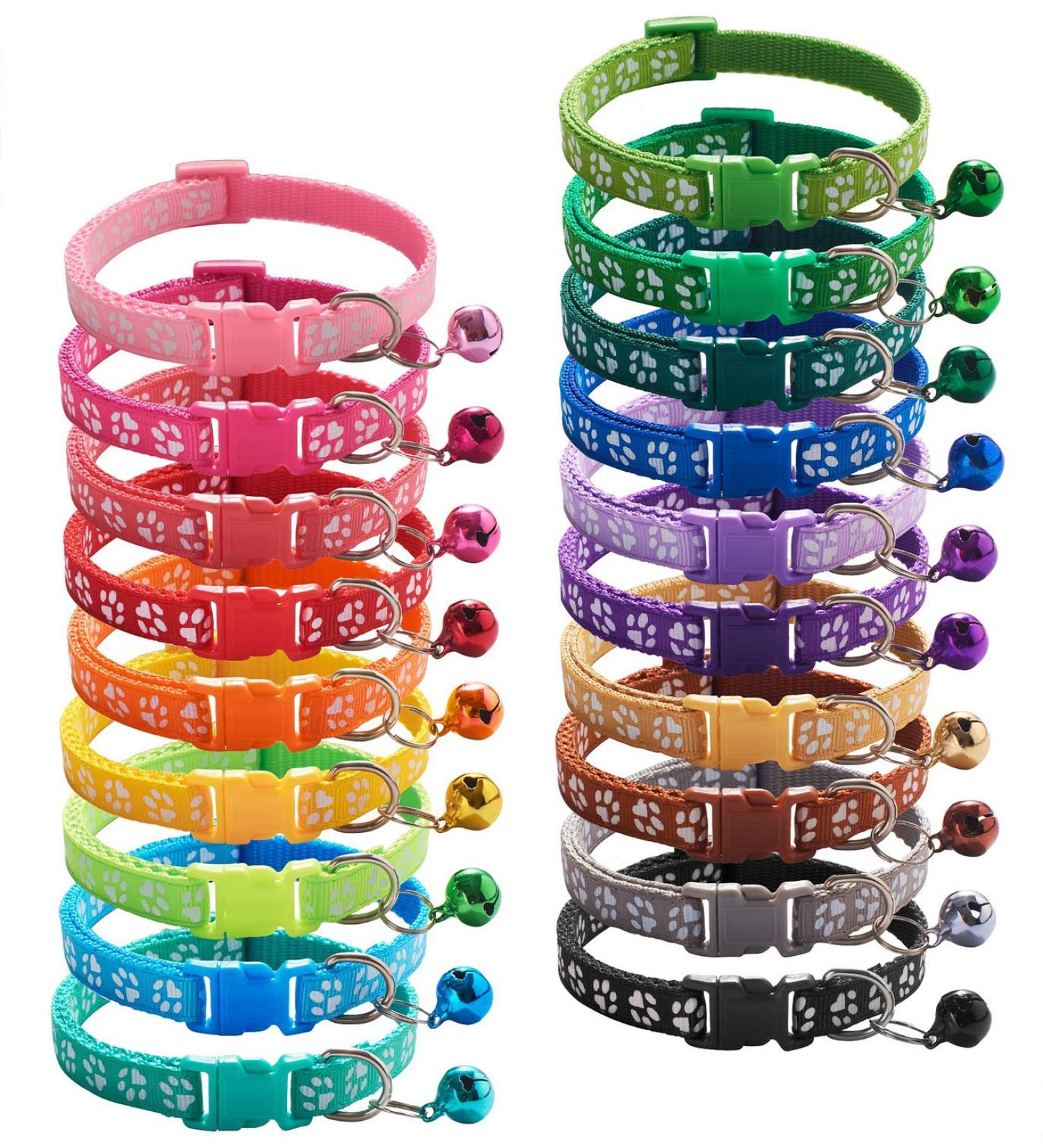 Flymind Puppy Collars 19Pcs Whelping ID Collars with Bell - Adjustable Soft Nylon Litter Collars for Newborn Pets - Non-Breakaway - Buy Online on SooperMarket.com