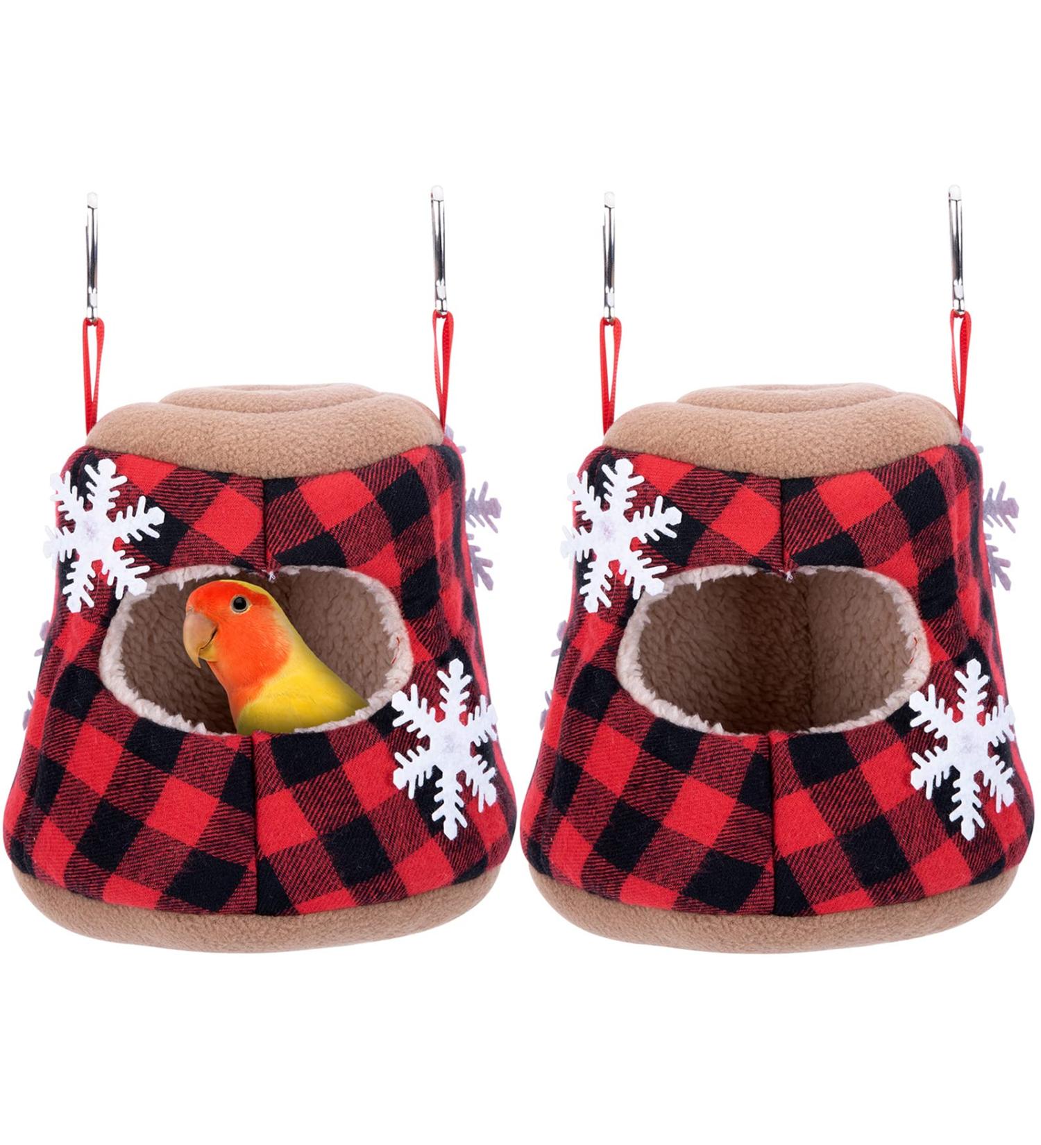 ZYP 2 Pack Winter Bird Nest & Snuggle Cave Hanging Hammock Cage - Cozy Hideaway Sleeping Bed for Parakeet, Cockatiel, Conure, Cockatoo, Macaw - Christmas Special - Buy Online on SooperMarket.com