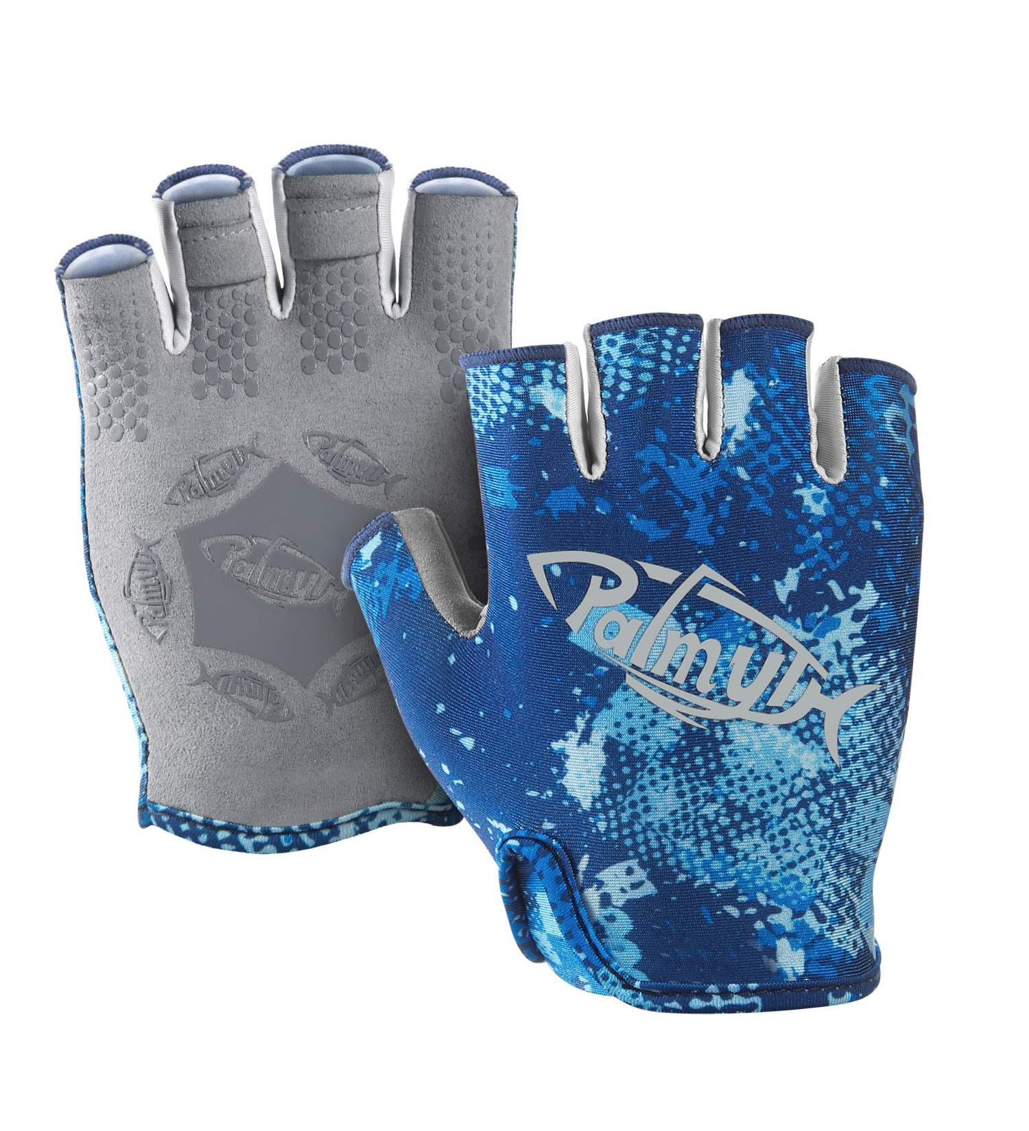 Palmyth Stubby UV Fishing Gloves UPF 50+ for Men Women - Sun Protection Fingerless Glove for Kayaking, Paddling, Canoeing, Rowing, Driving - Blue Camo, Medium - Buy Online on SooperMarket.com
