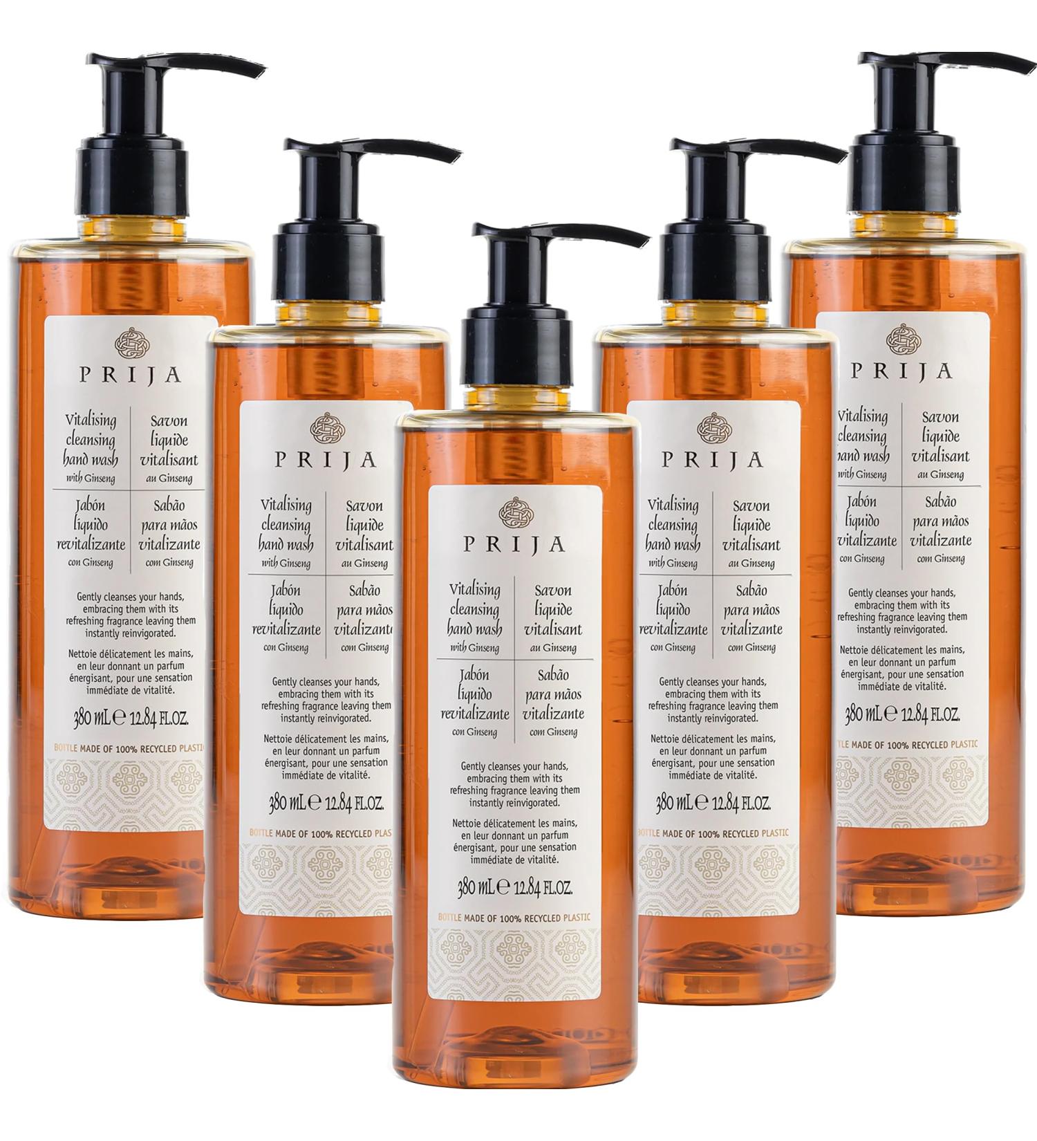 Prija Ginseng Vitalizing Liquid Soap 5 Pack - 5 x 380ml - Vegan & Dermatologically Tested - Daily Use - Buy Online on SooperMarket.com