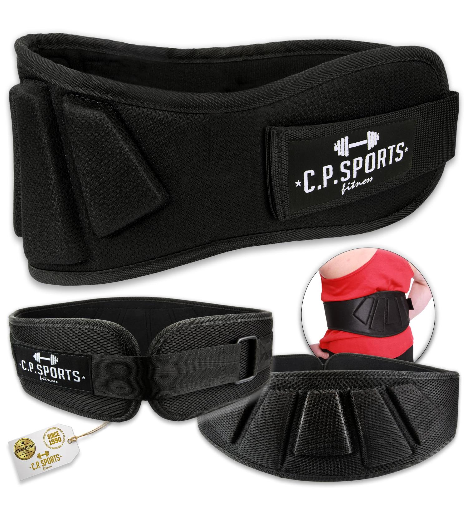 C.P.Sports Weightlifting Belt - Ultra Light Fitness Training Belt for Bodybuilding & Strength Training | Robust Nylon for Men & Women | XXL (117-132cm) - Black - Buy Online on SooperMarket.com