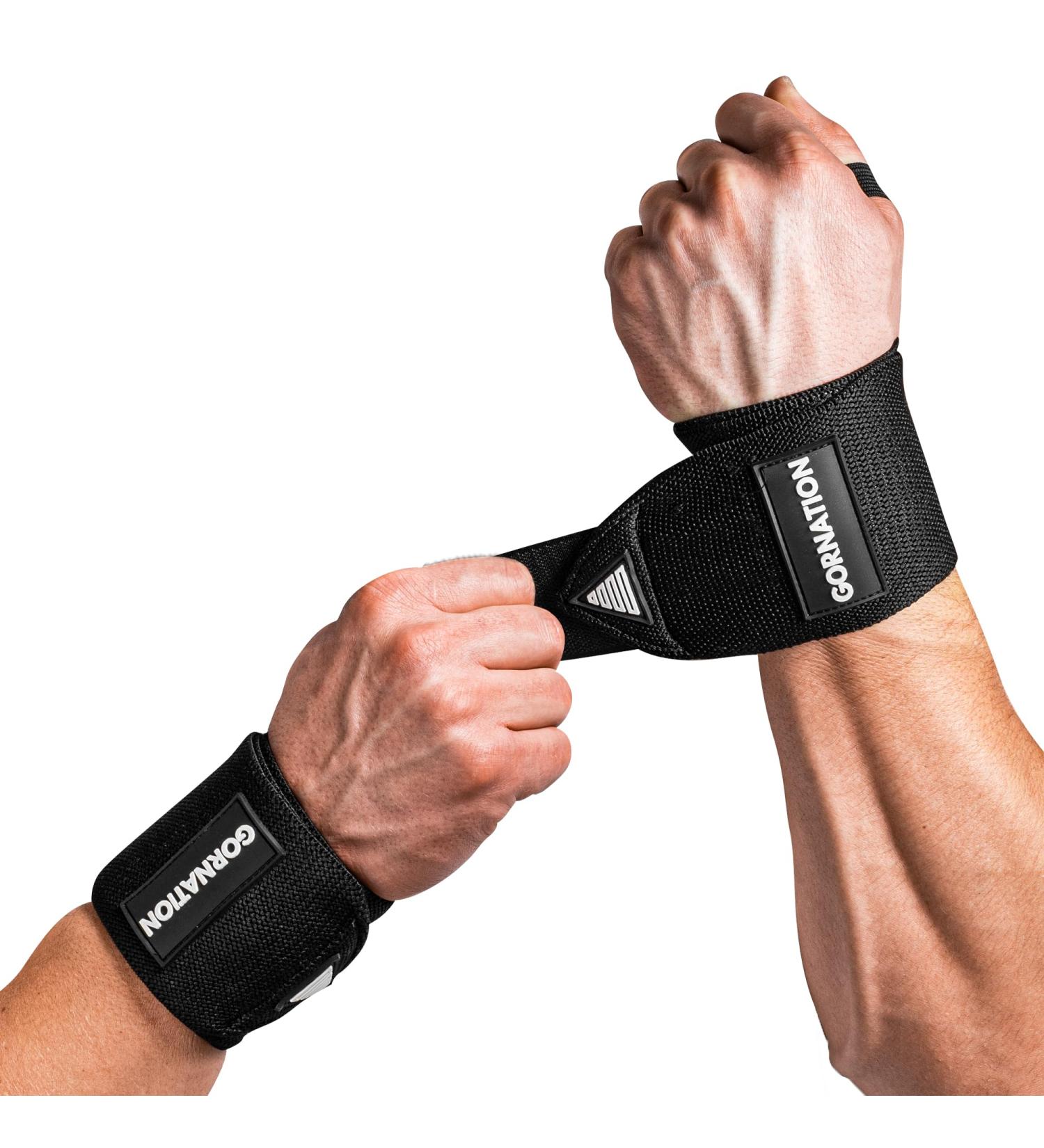 Gornation Power Wrist Wraps - Black Wrist Bandages for Fitness Gym Calisthenics & Strength Training - 1 Pair Optimal Support - Buy Online on SooperMarket.com