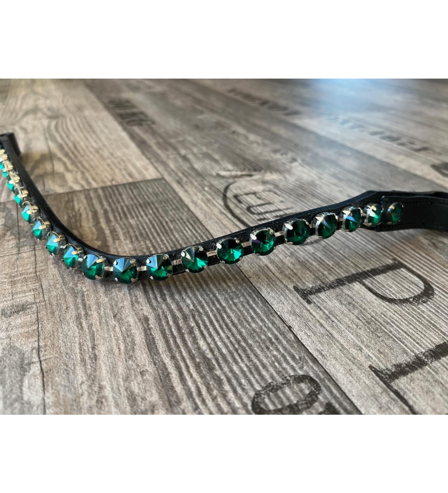 Generic browband with large stones Warmblood Thoroughbred Warmblood XL (Thoroughbred 41 cm petrol) Thoroughbred 41 cm petrol