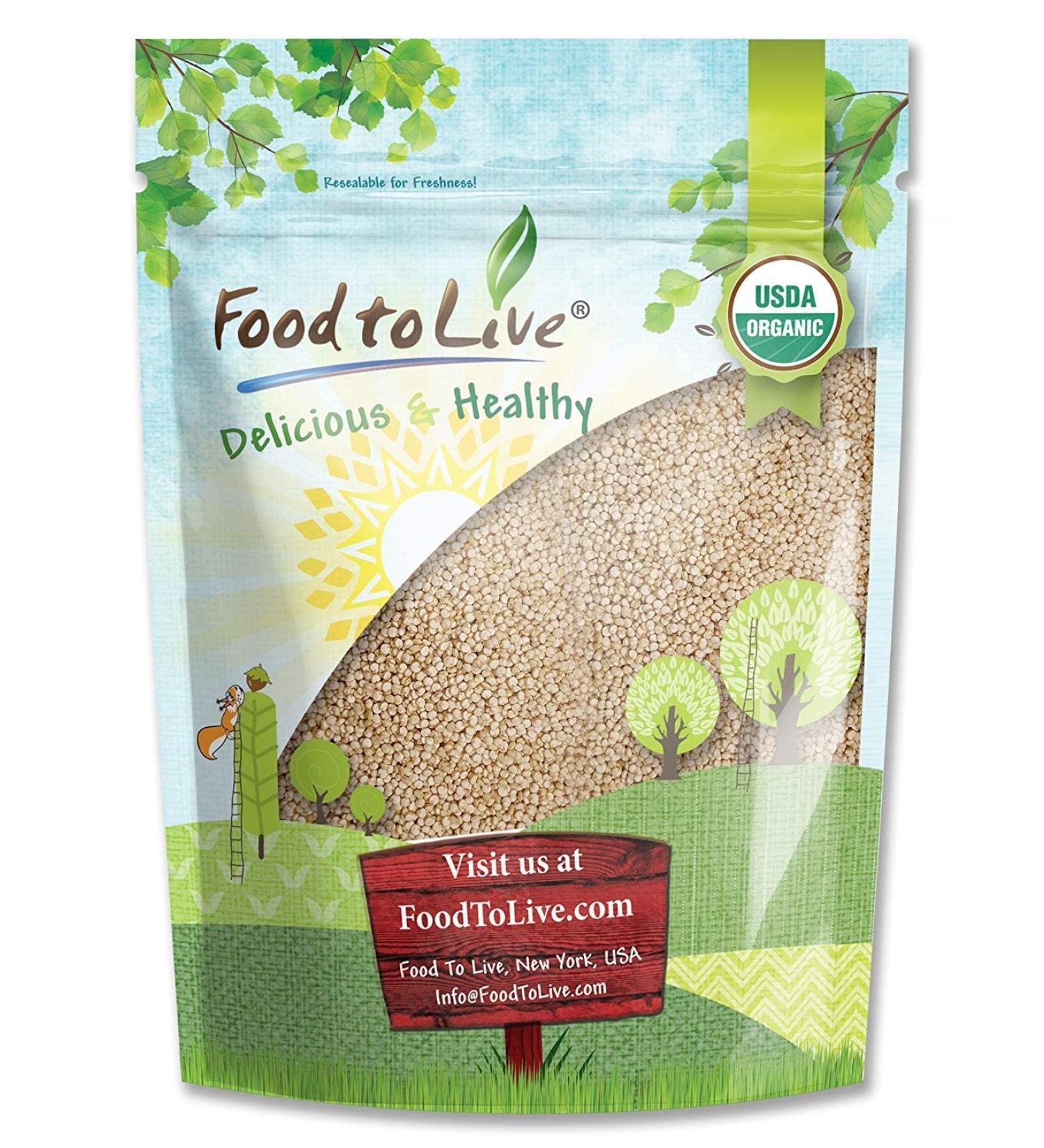 Organic Royal White Quinoa 5 Pounds - Whole Grain | Non-GMO, Kosher, Raw & Vegan | Sirtfood Superfood - Bulk 5 Pound Pack - Buy Online on SooperMarket.com