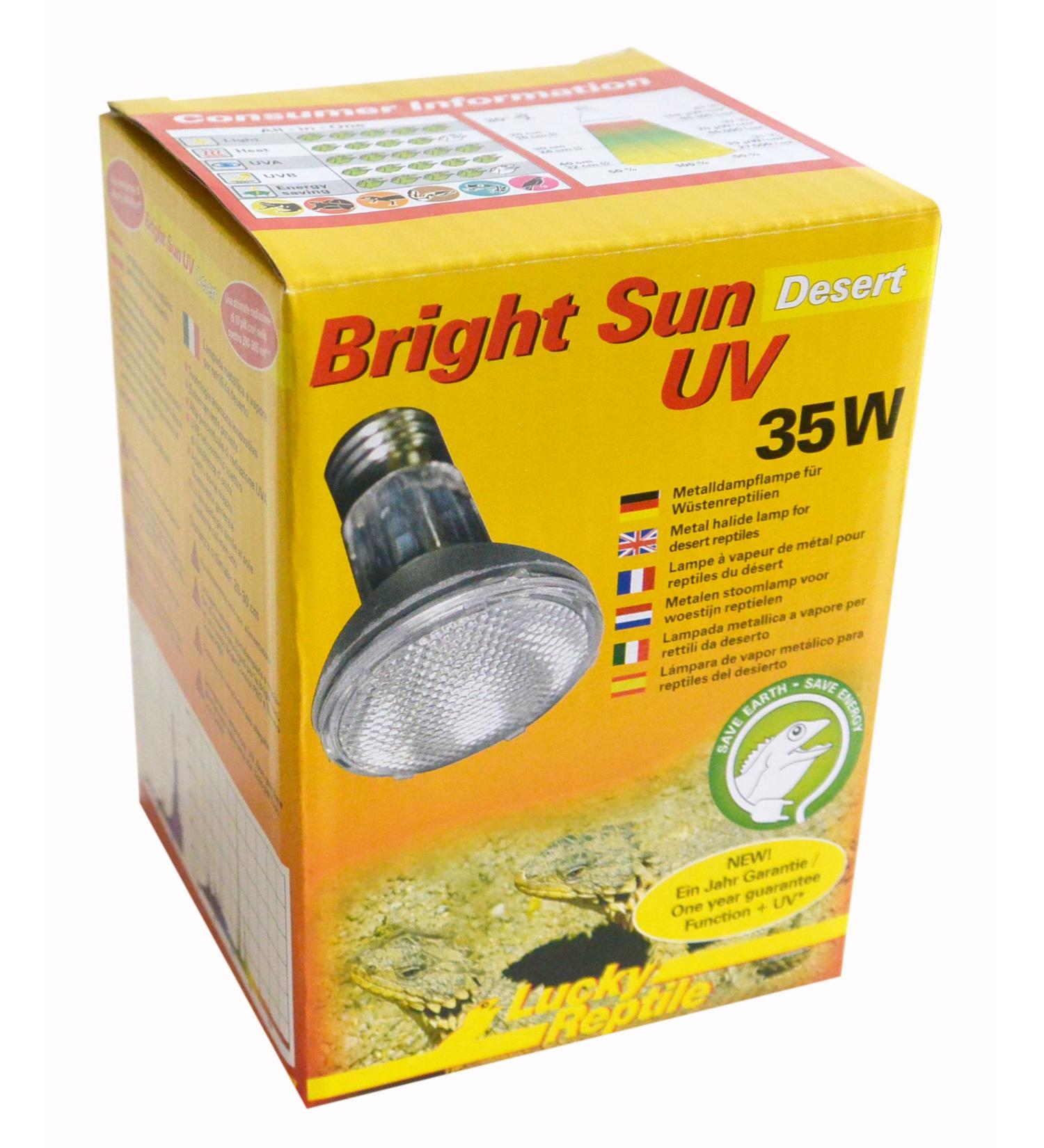 Lucky Reptile Bright Sun UV Desert 35W - E27 Terrarium Lamp for Reptiles - UVA UVB Heat Lamp with Daylight Spectrum - Buy Online on SooperMarket.com