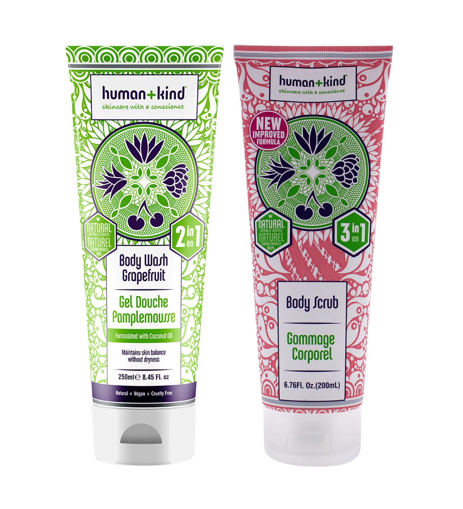 Human+Kind Body Wash and Body Scrub Kit Unisex 2 Pc coconut 2 Pc (Pack of 2)
