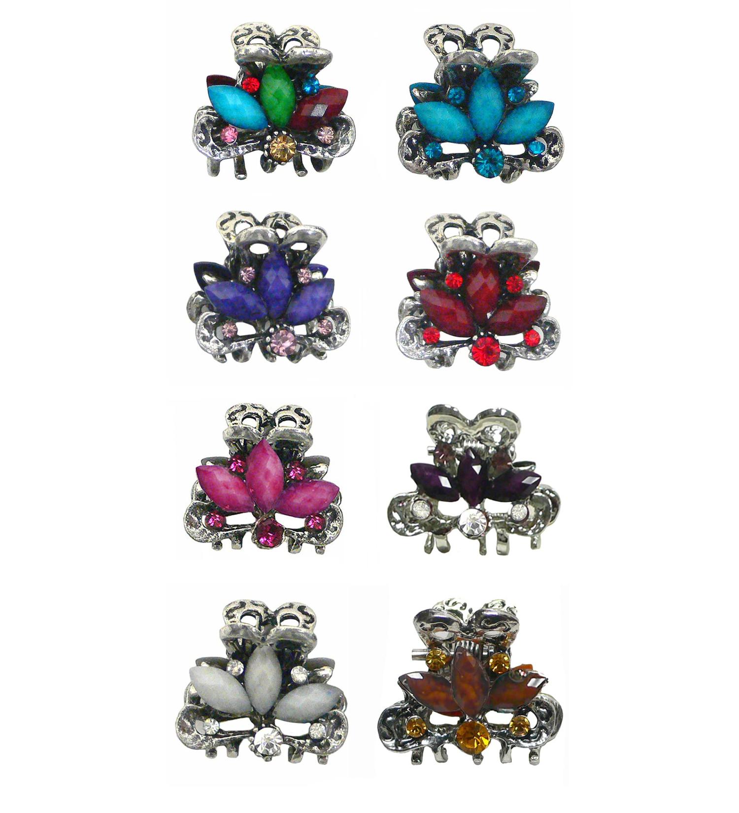 Set of 8 Tiny Metal Hair Claws - Lightweight Mini Jaw Clips in Multi Colors - Buy Online on SooperMarket.com