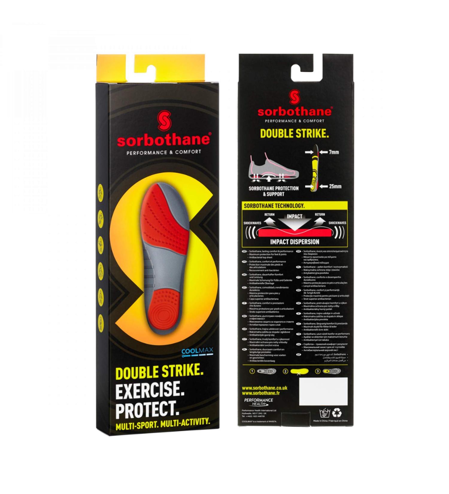 Sorbothane Double-Stitched Insoles - Yellow EU 44-45 (UK 10) | Premium Comfort for All-Day Support - International Shipping Available - Buy Online on SooperMarket.com