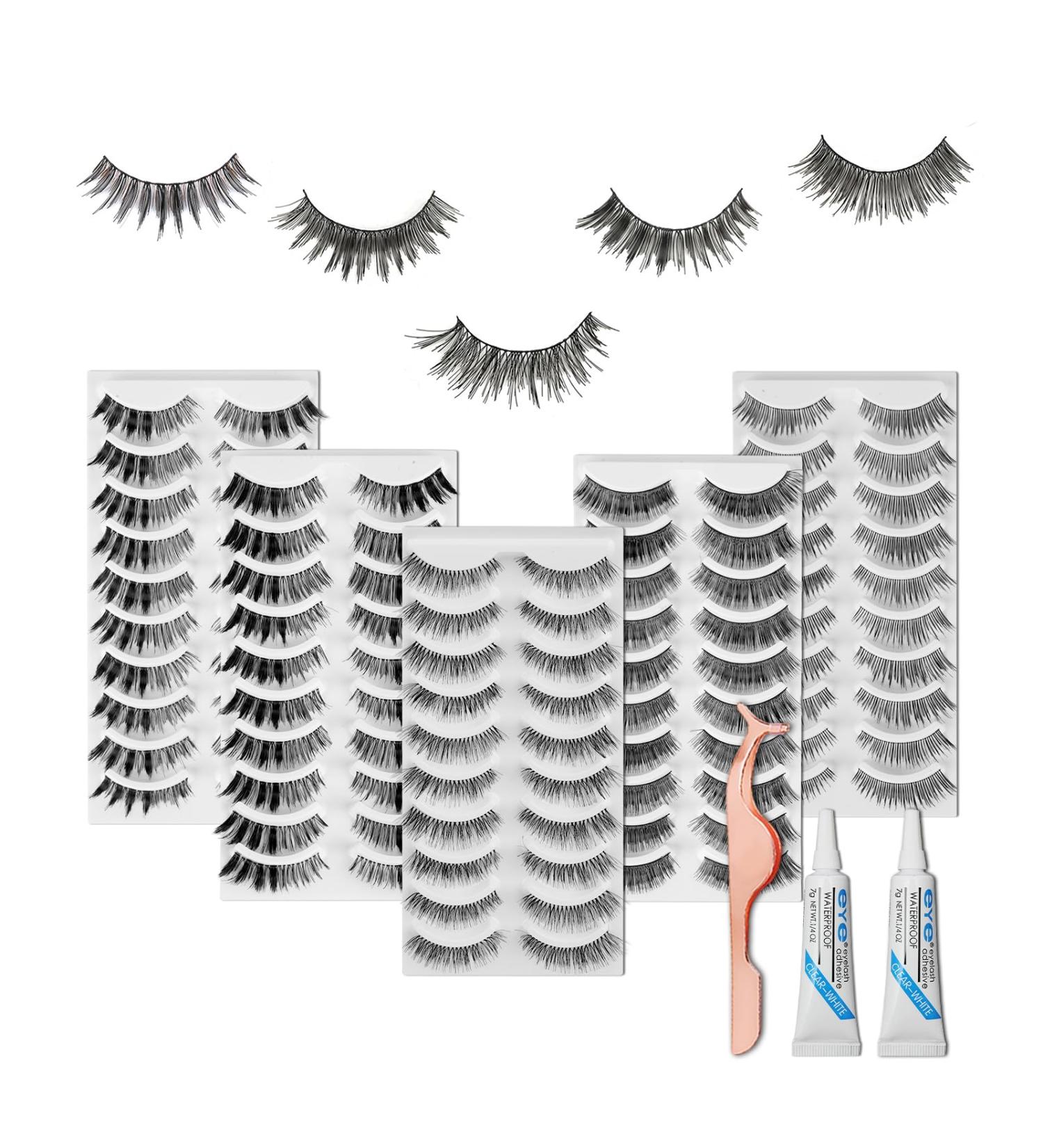 50 Pairs Muselash False Eyelashes Set - 100% Handmade Glamorous Wispies Demi Wispies & Volume Multipacks | International Shipping Available - Buy Online on SooperMarket.com