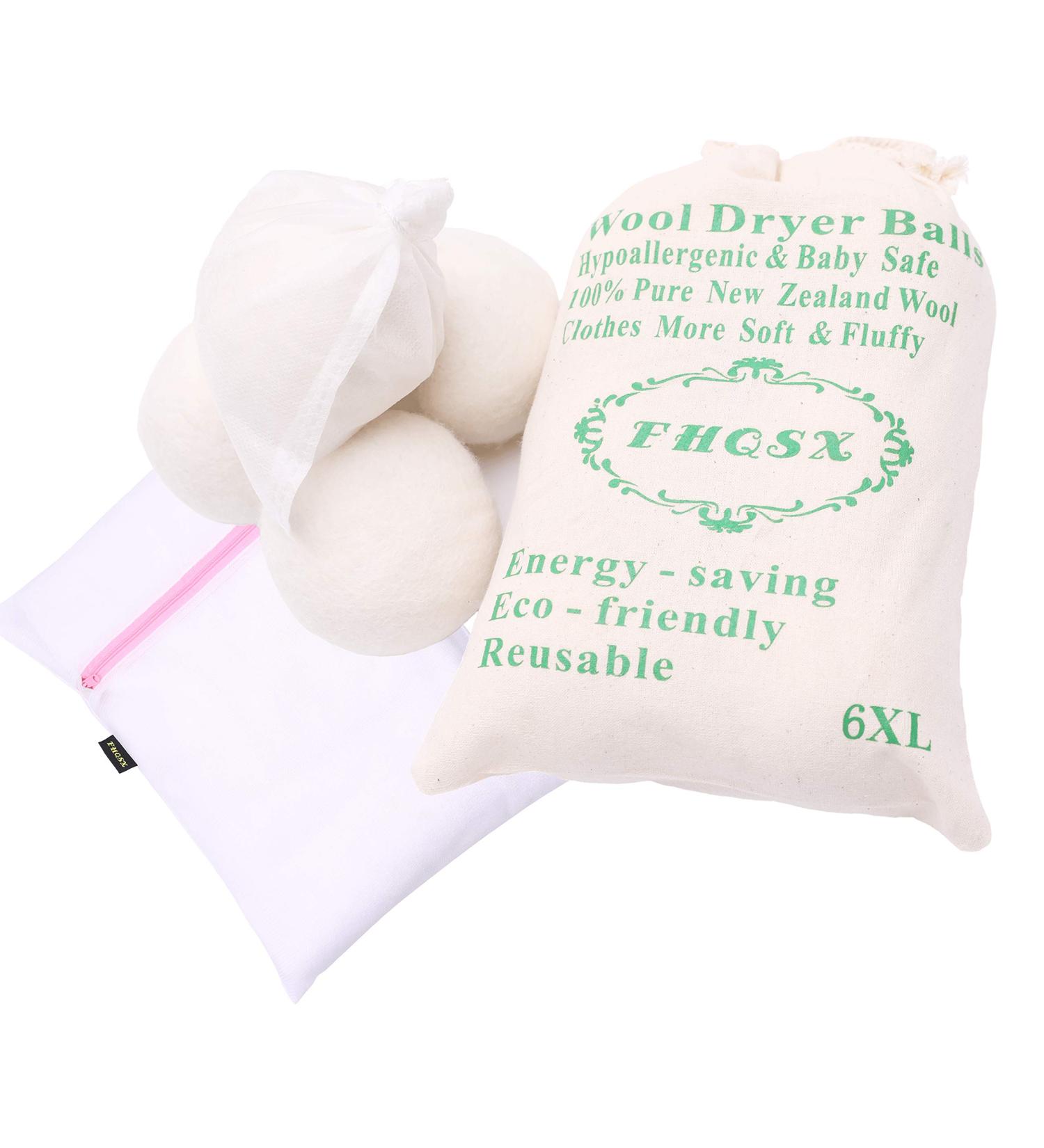 Buy XL 6-Pack Organic Wool Dryer Balls | Eco-Friendly Reusable Natural Fabric Softener - International Shipping Available - Buy Online on SooperMarket.com