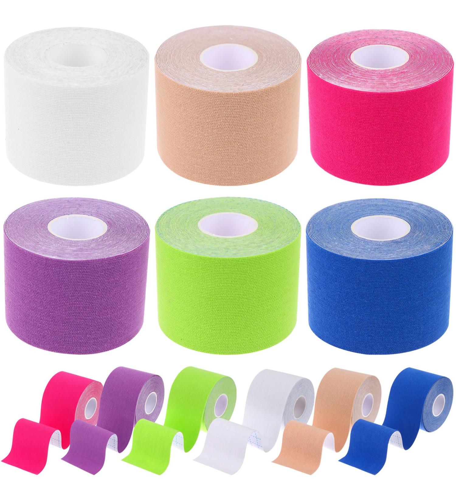 craftshou 6 Rolls Kinesiology Tape Waterproof Athletic Tape Breathable Elastic Sports Physio Tape for Muscle Elbow Knee Shoulder Ankle Pain Relief White - Buy Online on SooperMarket.com