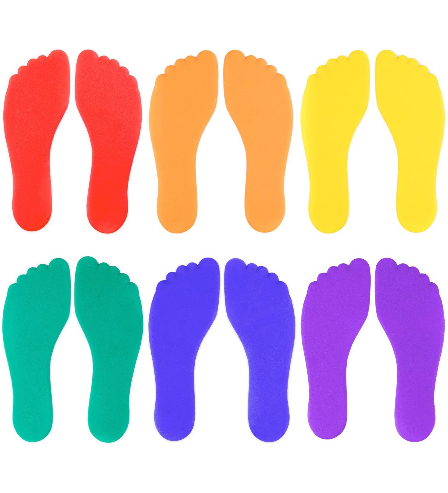 K-Roo Sports Set of 6 Colorful Foot-Shaped Floor Markers - Non-Slip Rubber Footprints in Mesh Bag for Dance, Karate & Activities - Buy Online on SooperMarket.com